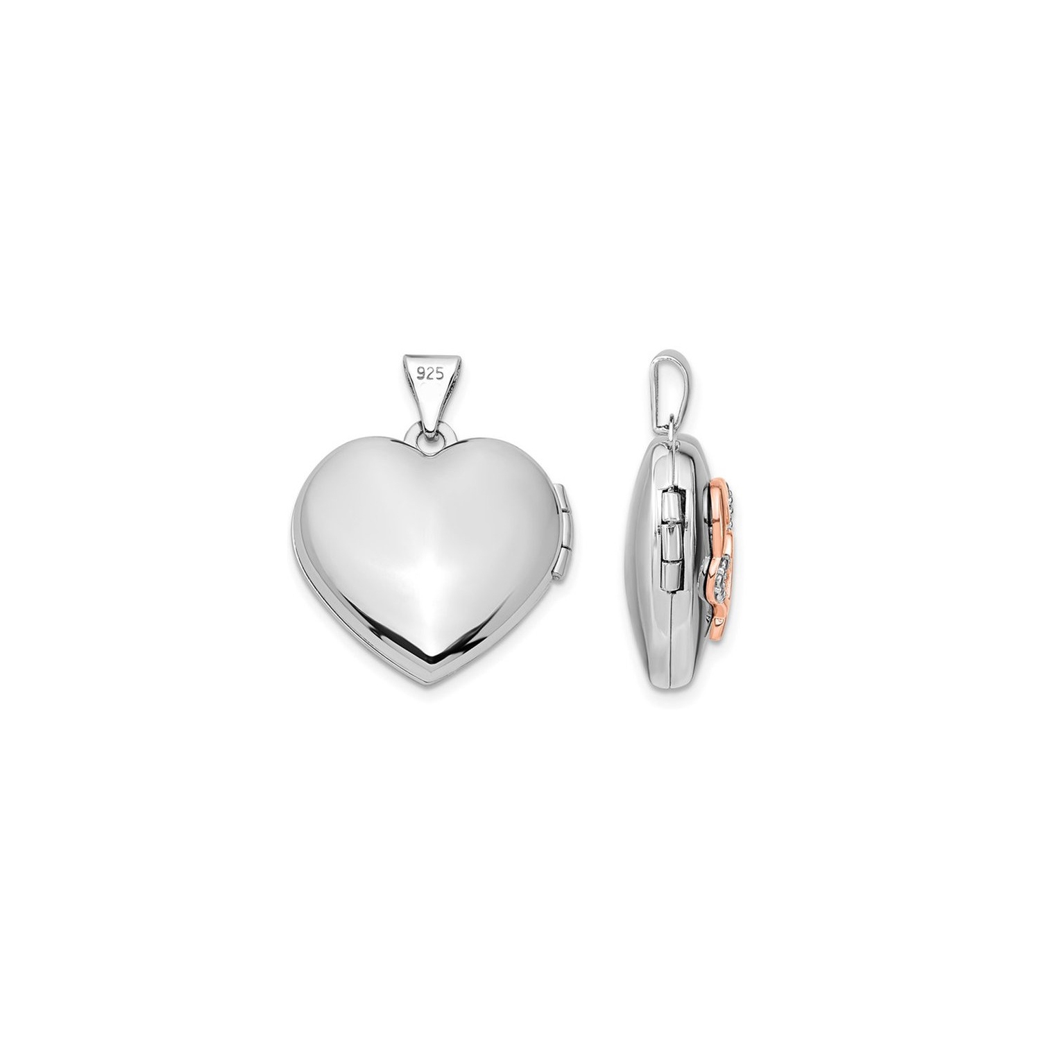 Heart Locket Pendant Necklace in Sterling Silver with Chain