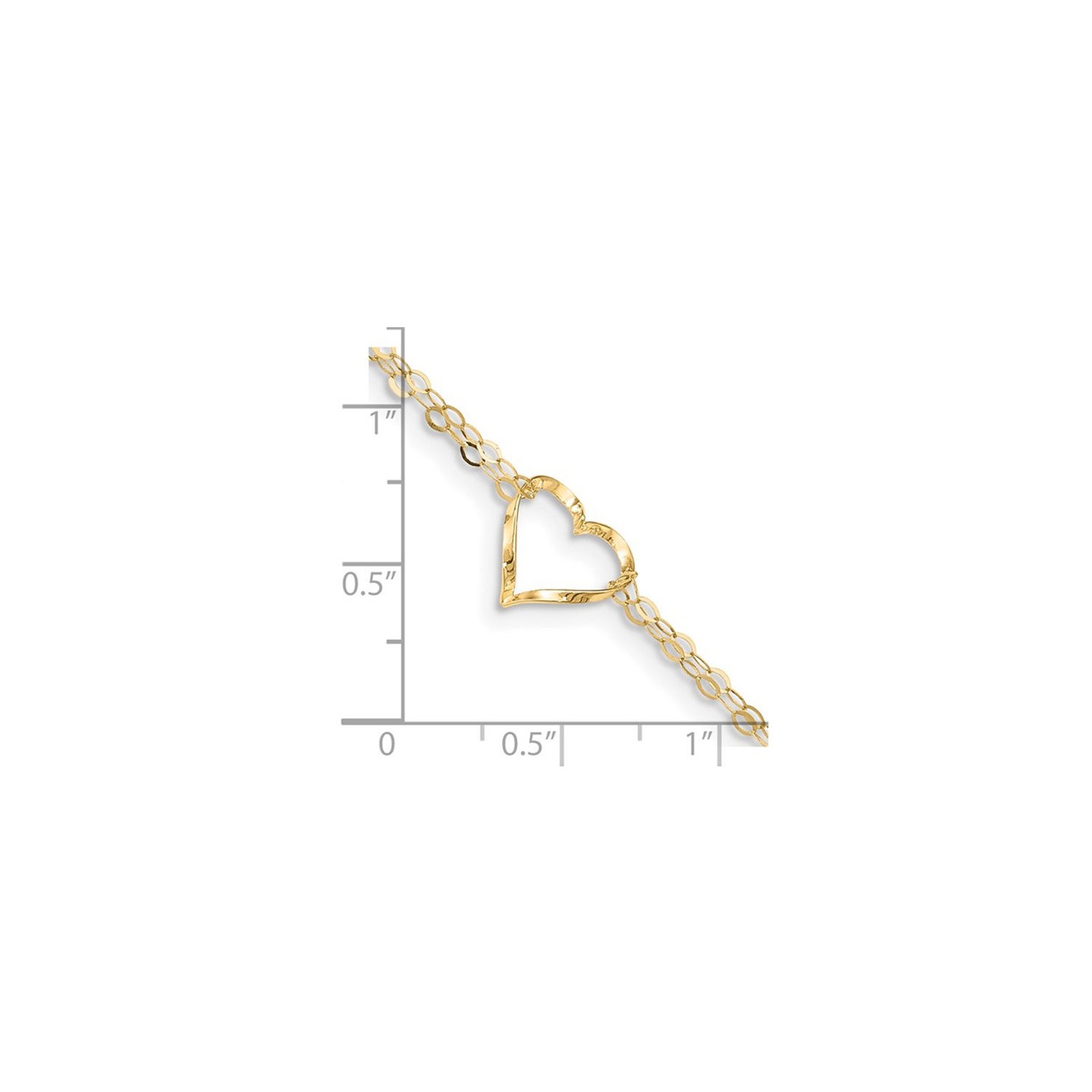Ankée coeur double brin adusible à 14k jaune 9 pouces