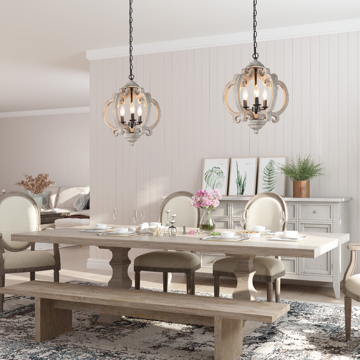 Farmhouse 3-Light Candelabra Chandelier