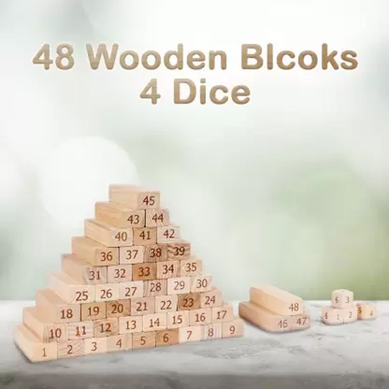 Wooden Tower With Number Timber Building, Tower Wood Block Stacking Game