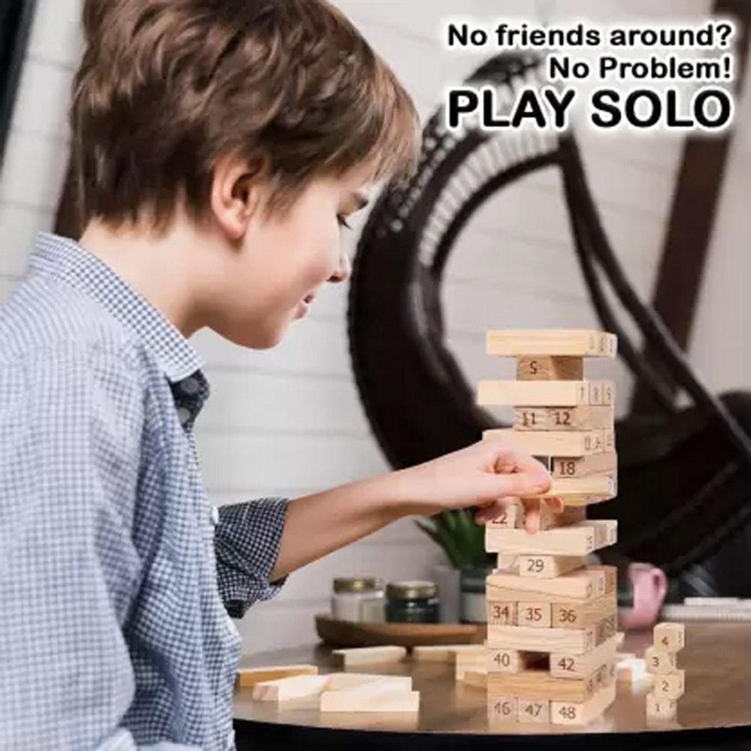 Wooden Tower With Number Timber Building, Tower Wood Block Stacking Game