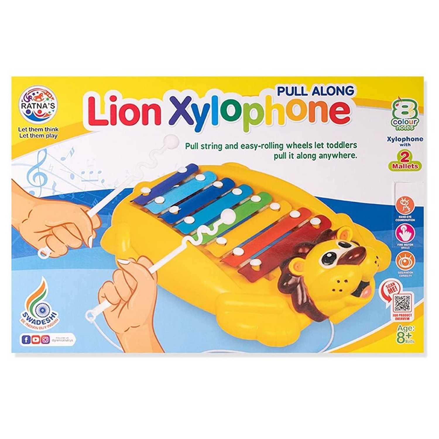 Lion Xylophone Musical Instruments Rainbow-Colored Toy