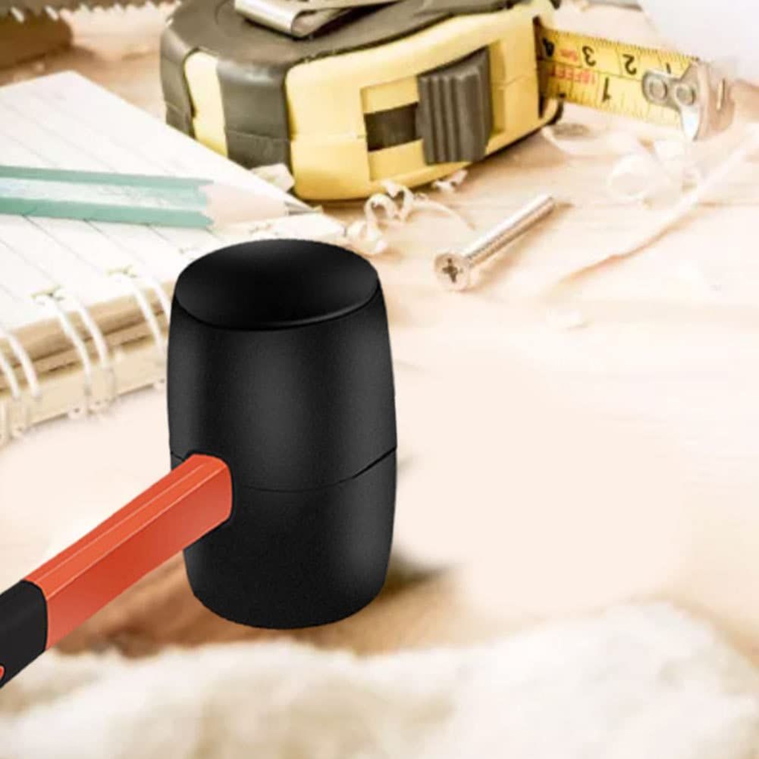 Rubber Mallet Hammer Non-Slip with Fiberglass Handle