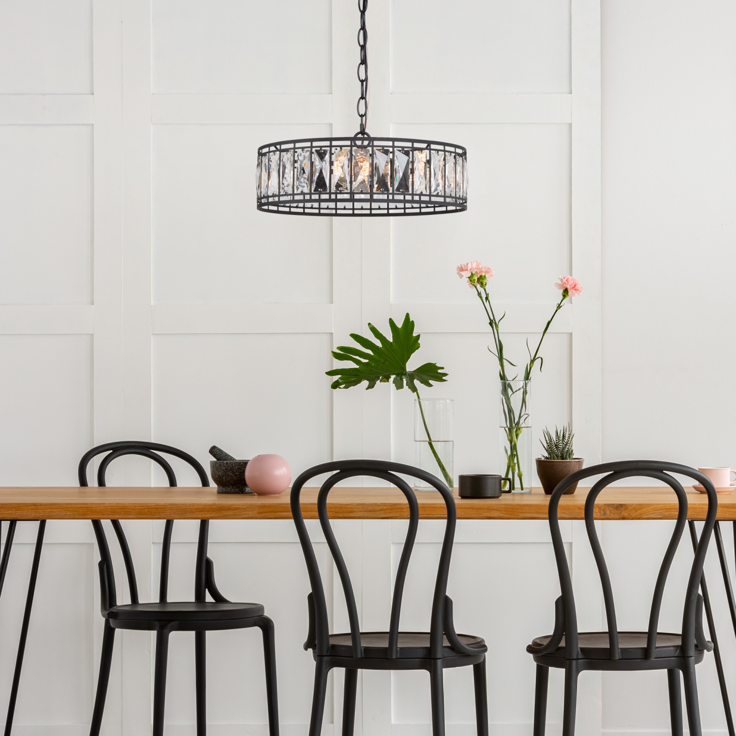 Modern 3-Light Single Tier Crystal Chandelier