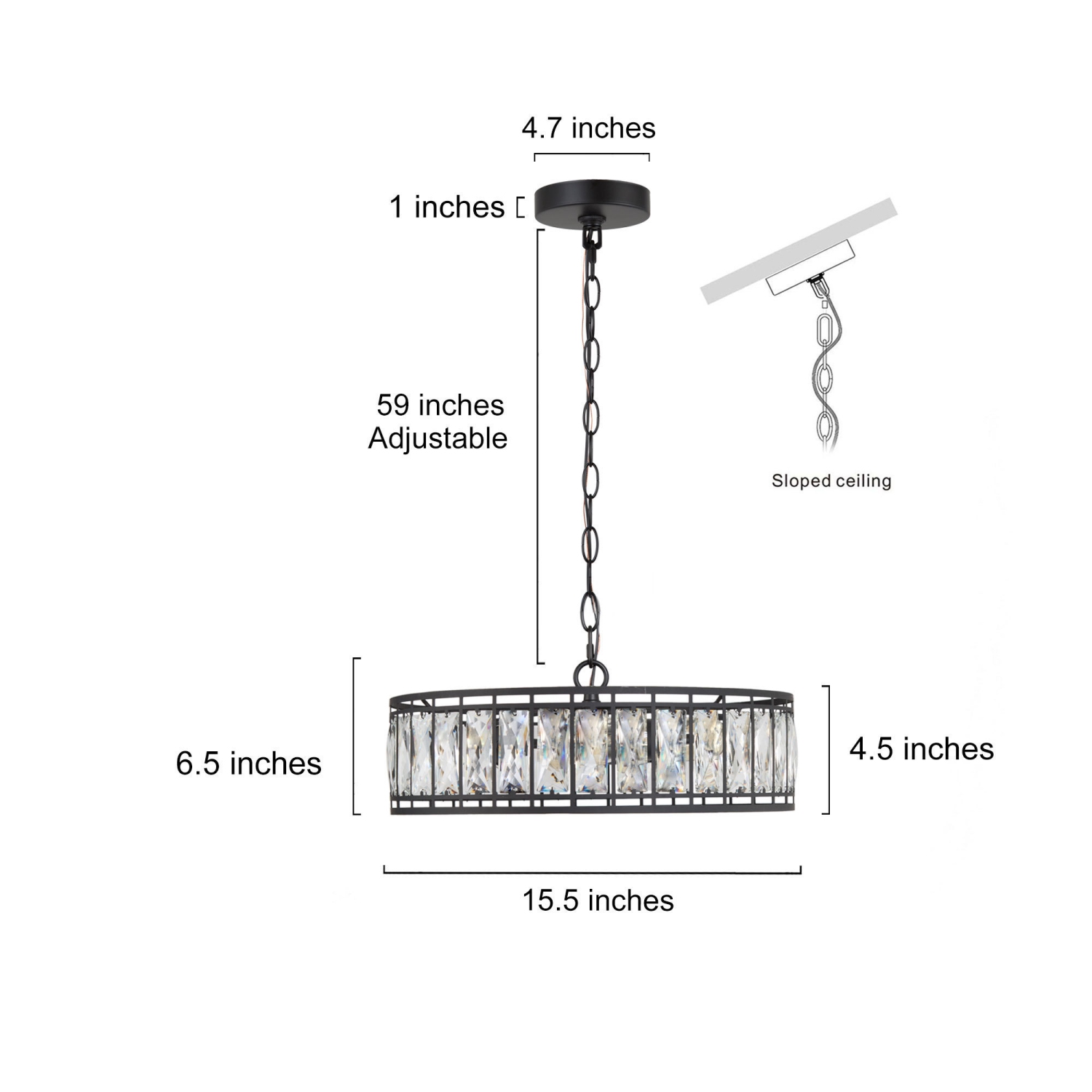 Modern 3-Light Single Tier Crystal Chandelier