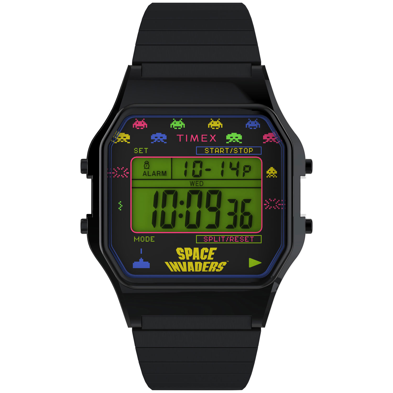 Timex T80 x Space Invaders 34mm Digital Chronograph Casual Watch - Black