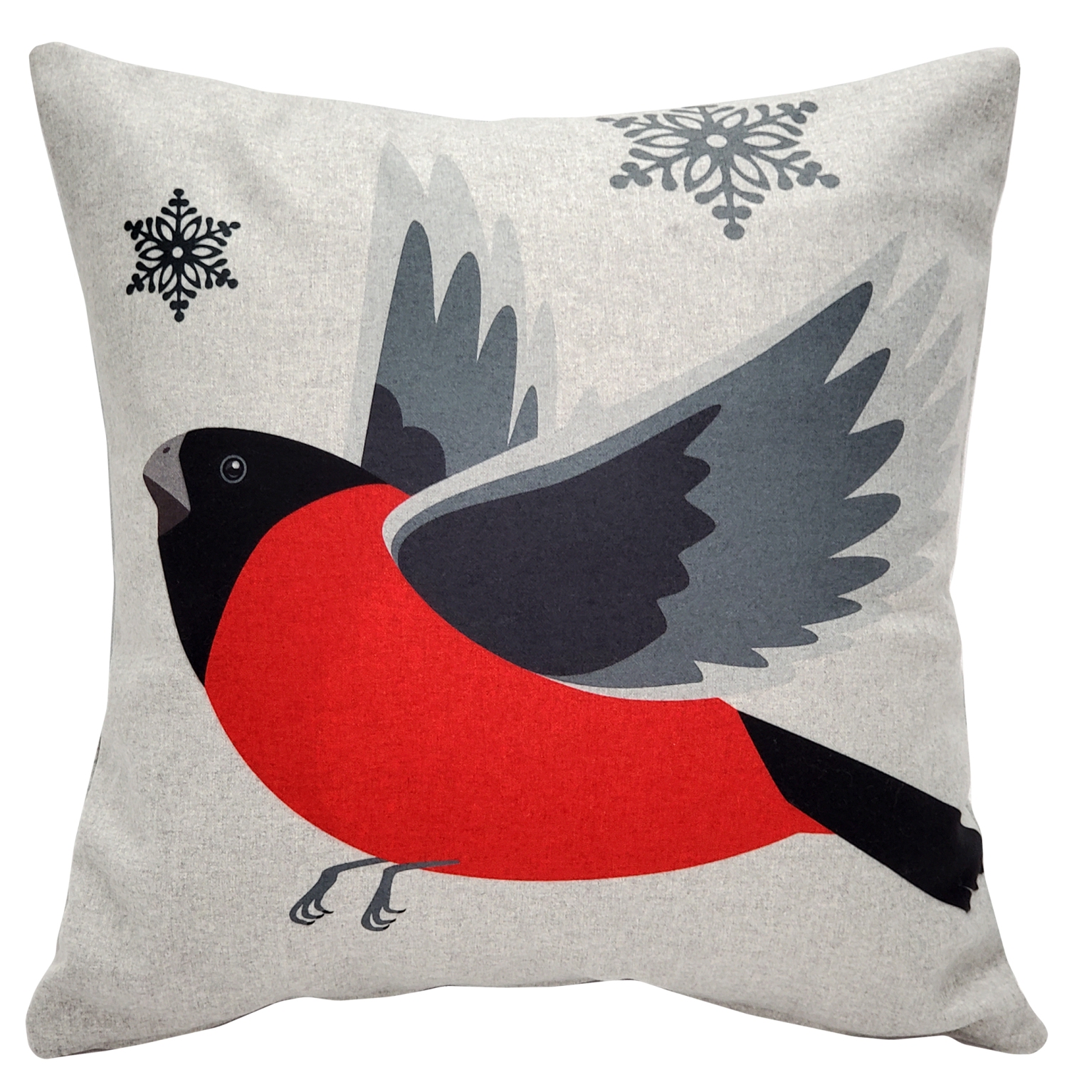 Winter Finch Flying Bird Christmas Pillow