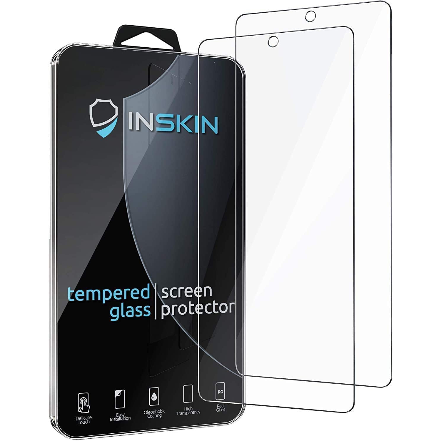 Inskin Case-Friendly Tempered Glass Screen Protector, fits Samsung Galaxy S22 Plus 5G 6.6 inch. 2-Pack.