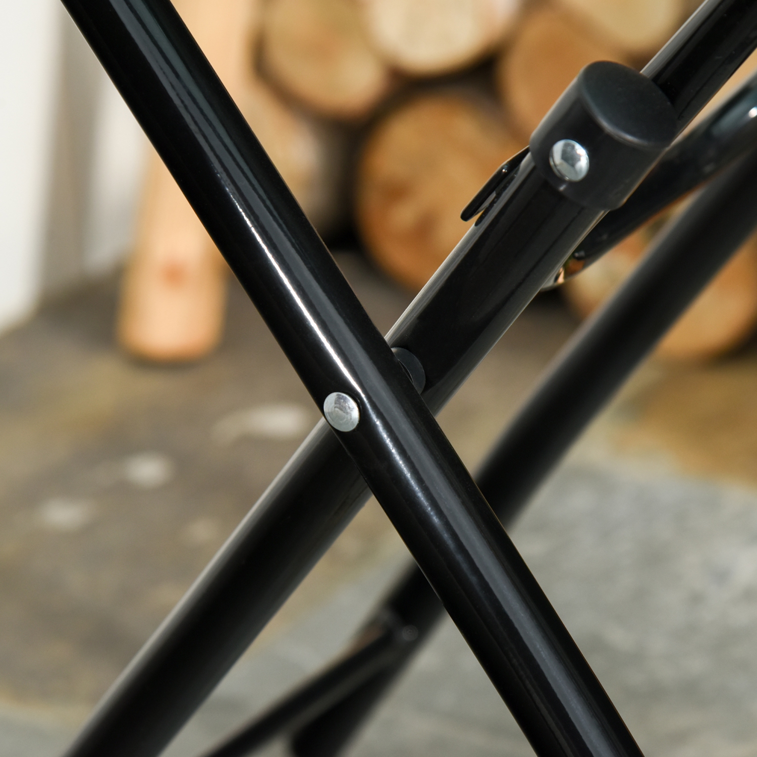 Table de patio ronde de Φ18 po Outsunny, table basse pliante avec table en verre trempé, table bistro portative pour patio, balcon, cour arrière,