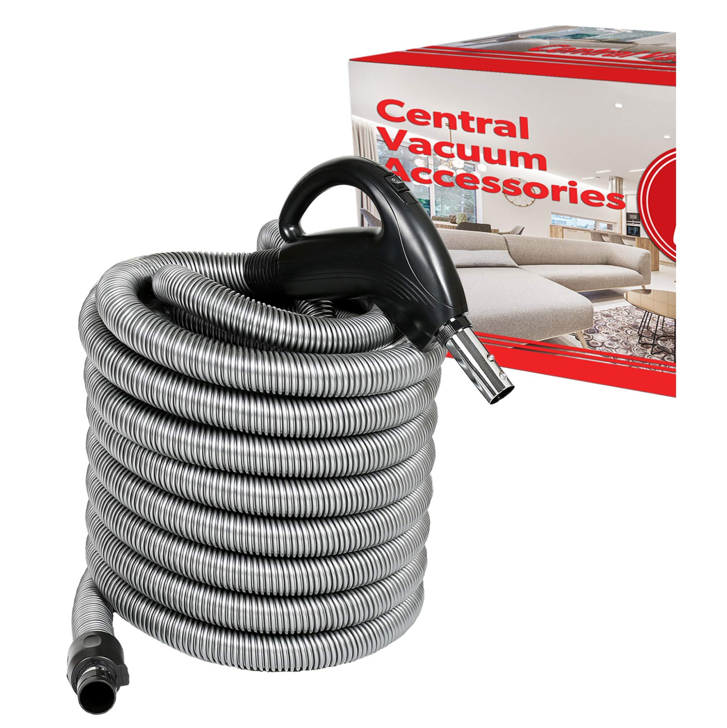 ULTRA CLEAN Central Vacuum Most Popular Air Hose - Low Voltage 24 V on/off switch handle operates non-electric attachments - Designed to fit All