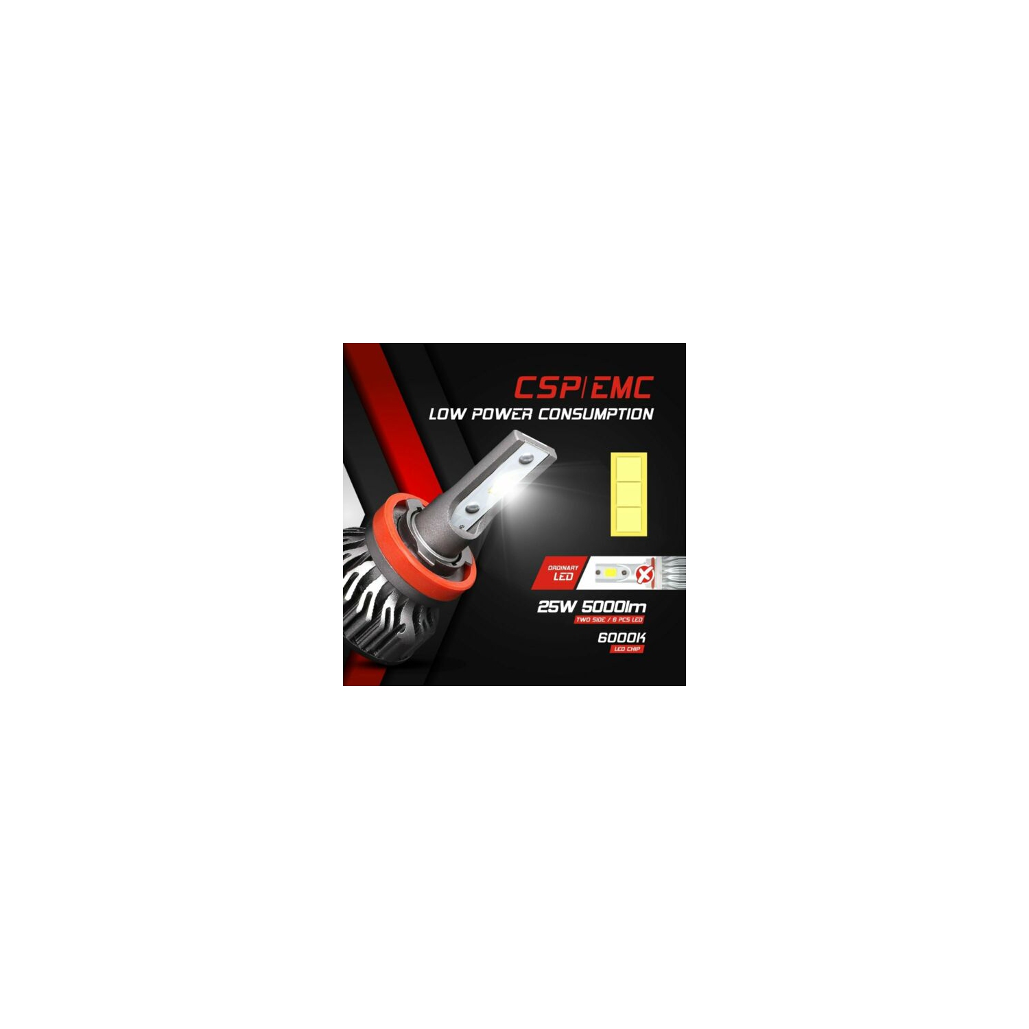 Ampoules DEL H11 50 W 6000 K 10000 lumens extrêmement brillant H8 H9 CSP Trousse de conversion de phares