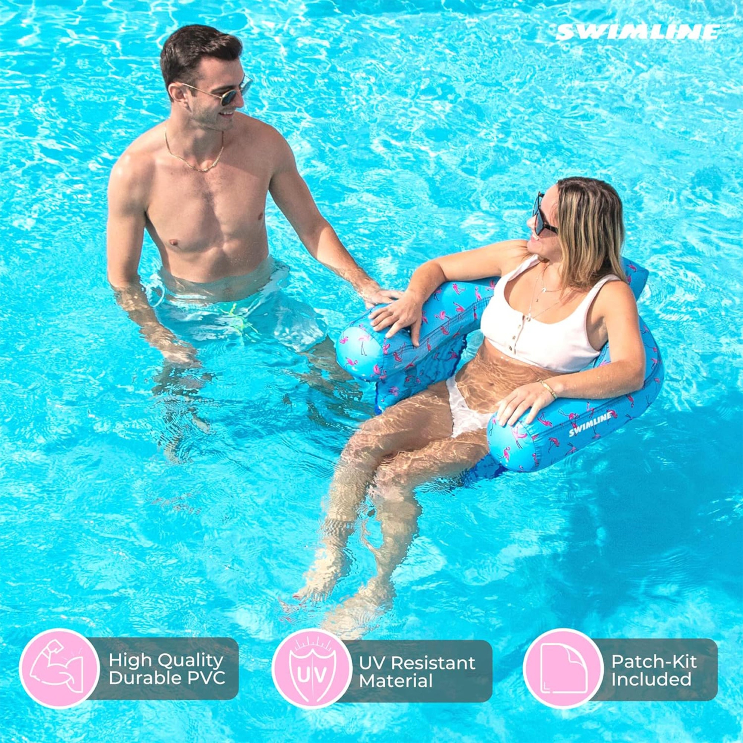 Flamingo Fabric Covered Floating U-Seat Pool Chair Float - 32"