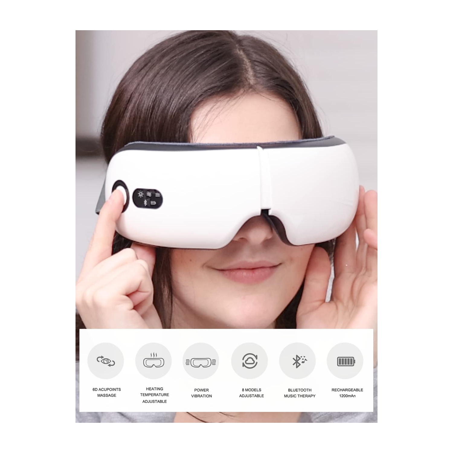 Smart Eye Massager Facial Massager Bluetooth Music Foldable Air Pressure Heating Massage Relaxation Rechargeable