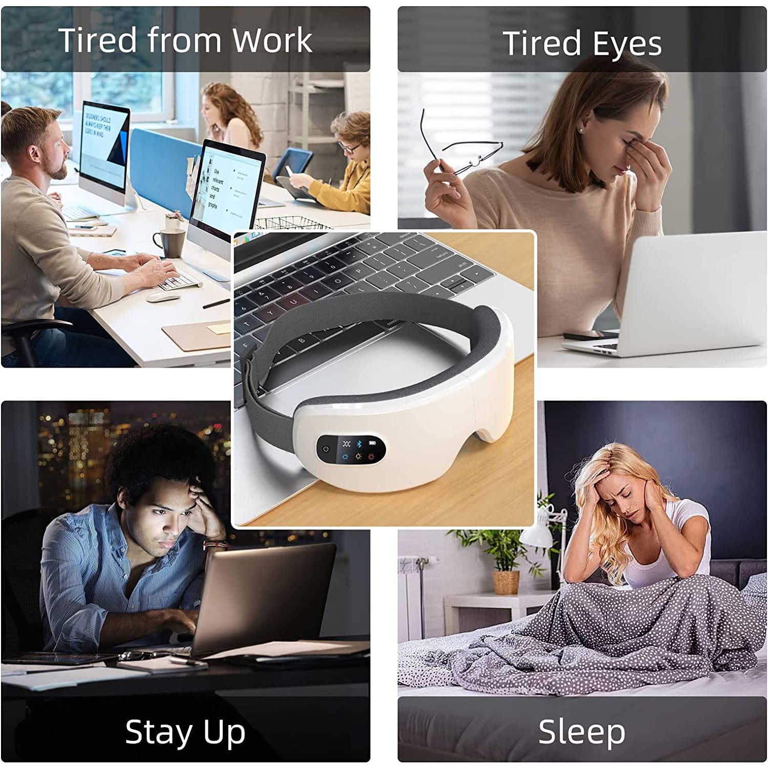 Smart Eye Massager Facial Massager Bluetooth Music Foldable Air Pressure Heating Massage Relaxation Rechargeable