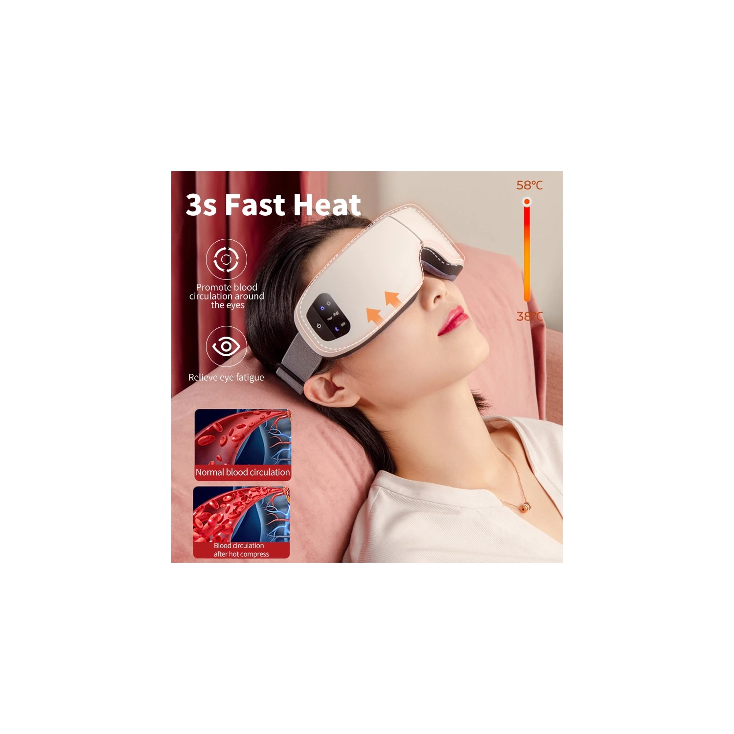 Smart Eye Massager Facial Massager Bluetooth Music Foldable Air Pressure Heating Massage Relaxation Rechargeable