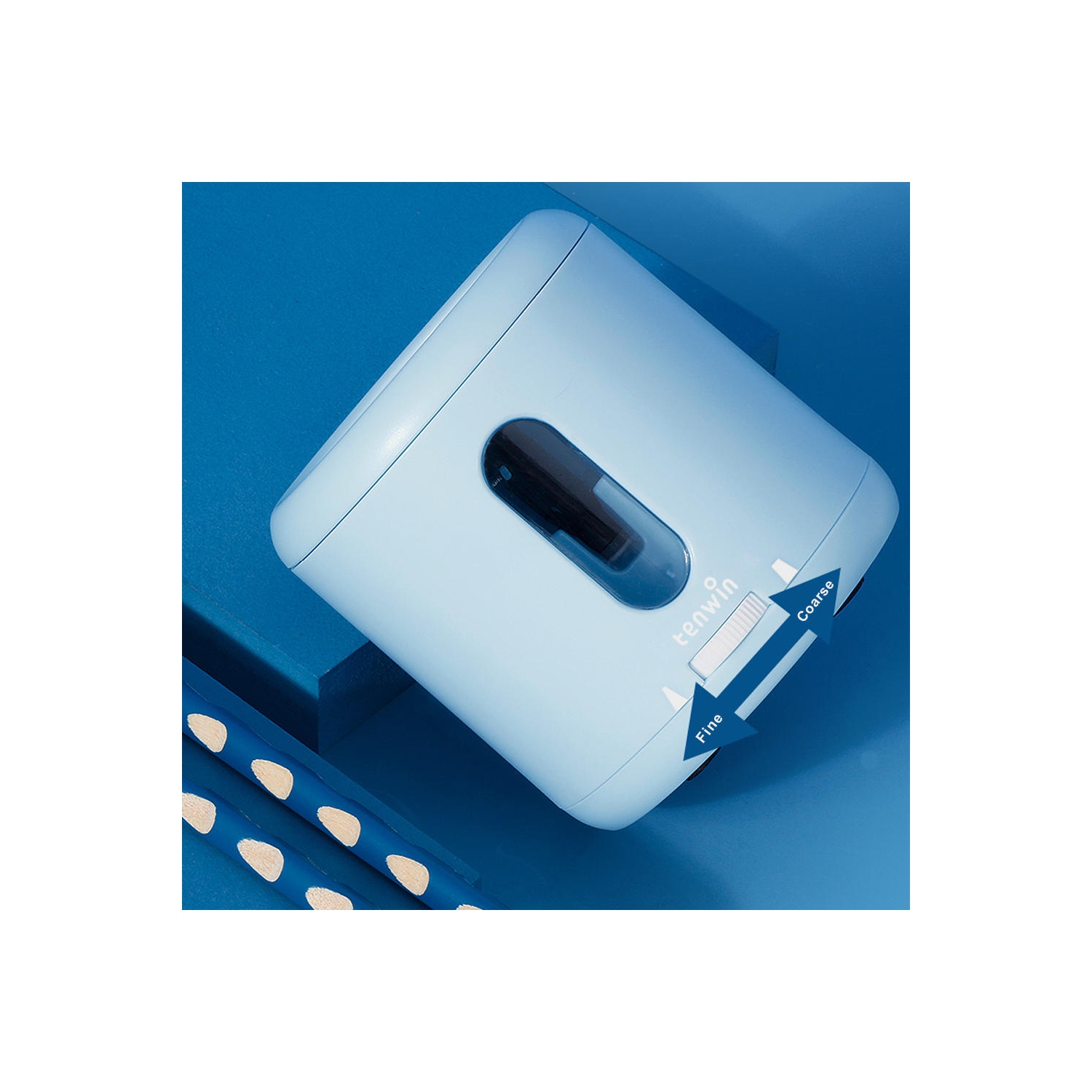 Battery or USB Powered Electric Pencil Sharpener, Tip Size Adjustable for use at home, school, office , Blue