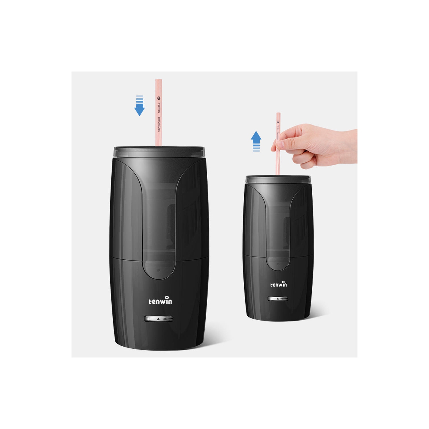 Battery or USB Powered Electric Pencil Sharpener, Tip Size Adjustable for use at home, school, office , Blue