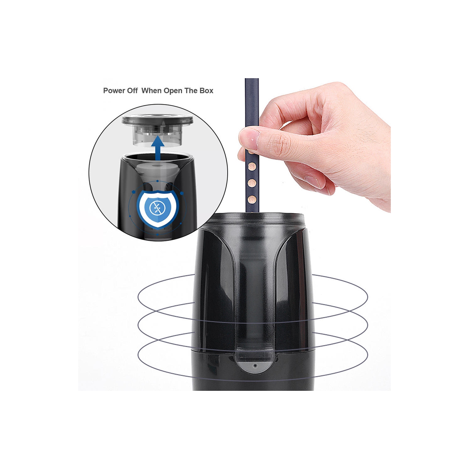 Battery or USB Powered Electric Pencil Sharpener, Tip Size Adjustable for use at home, school, office , Blue