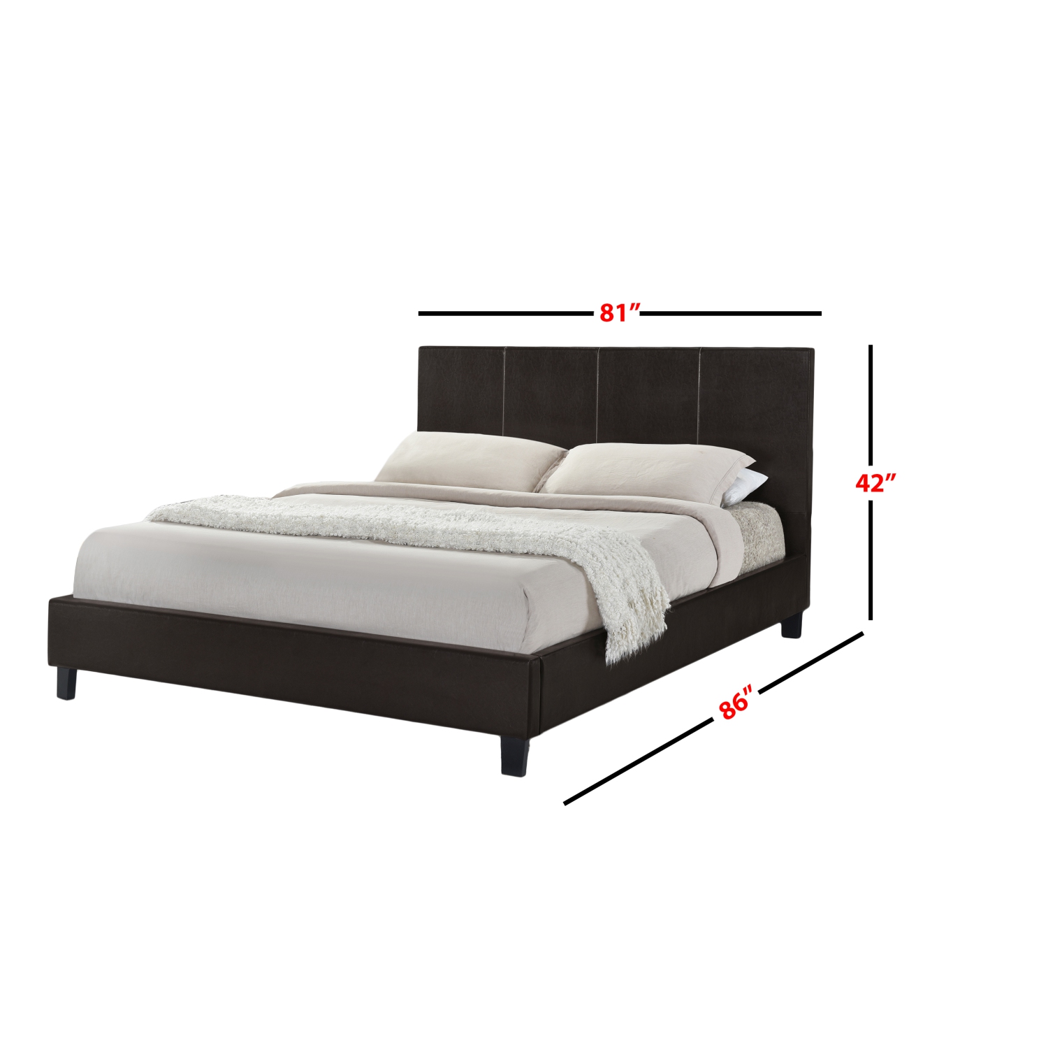 Espresso Uptown PU Upholstered KING Size Platform Bed