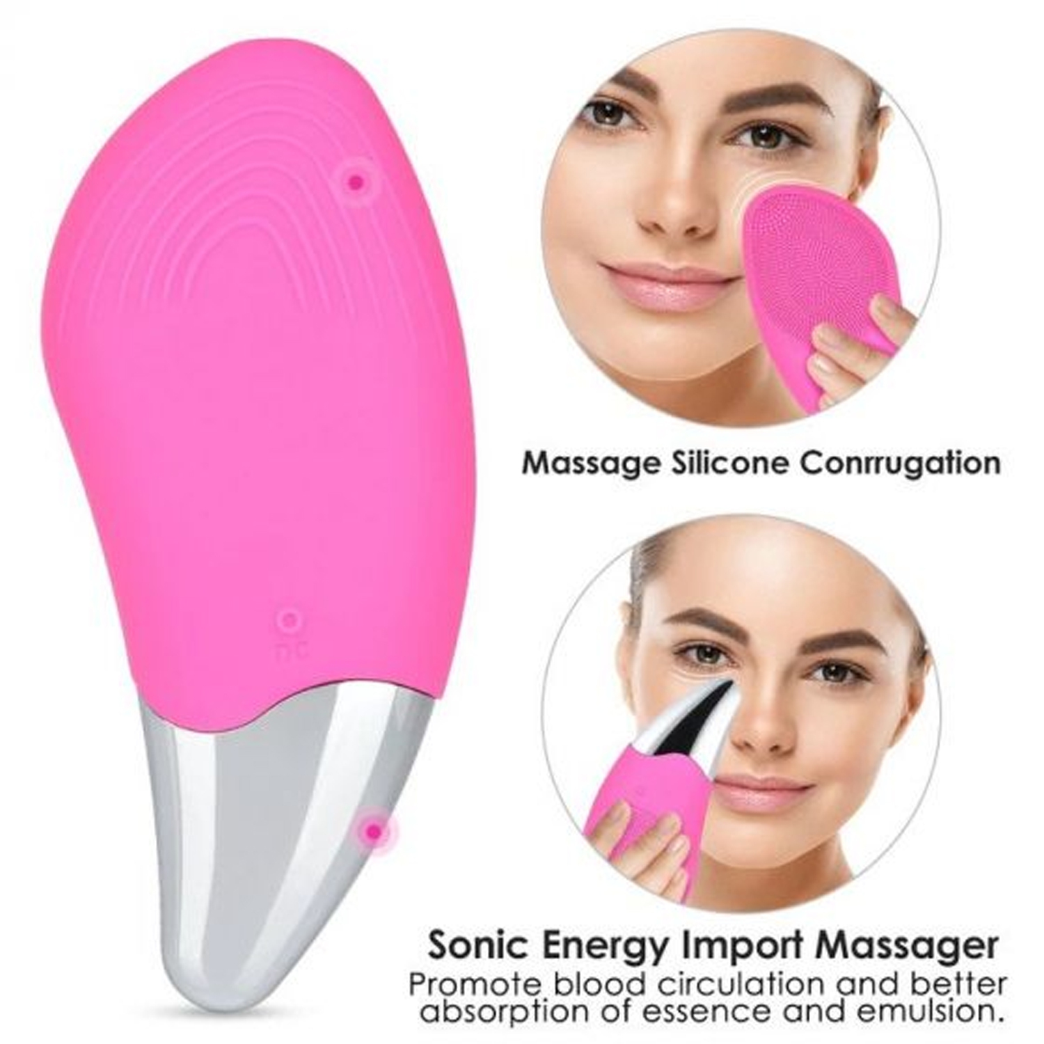 Brosse en silicone pour le visage, masseur pour le visage et brosse nettoyante anti-âge pour les yeux brosse électrique étanche USB rechargeable 6