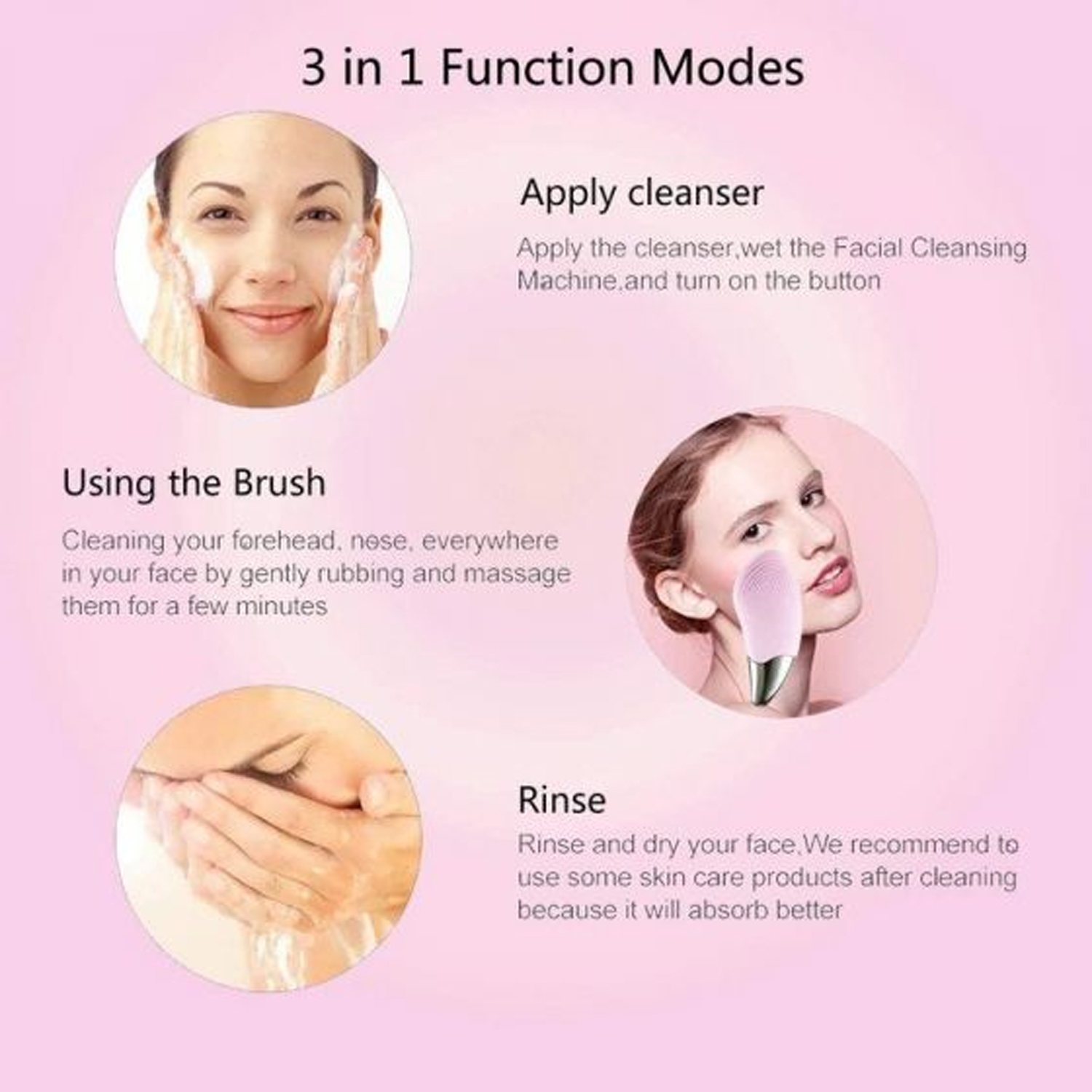 Brosse en silicone pour le visage, masseur pour le visage et brosse nettoyante anti-âge pour les yeux brosse électrique étanche USB rechargeable 6