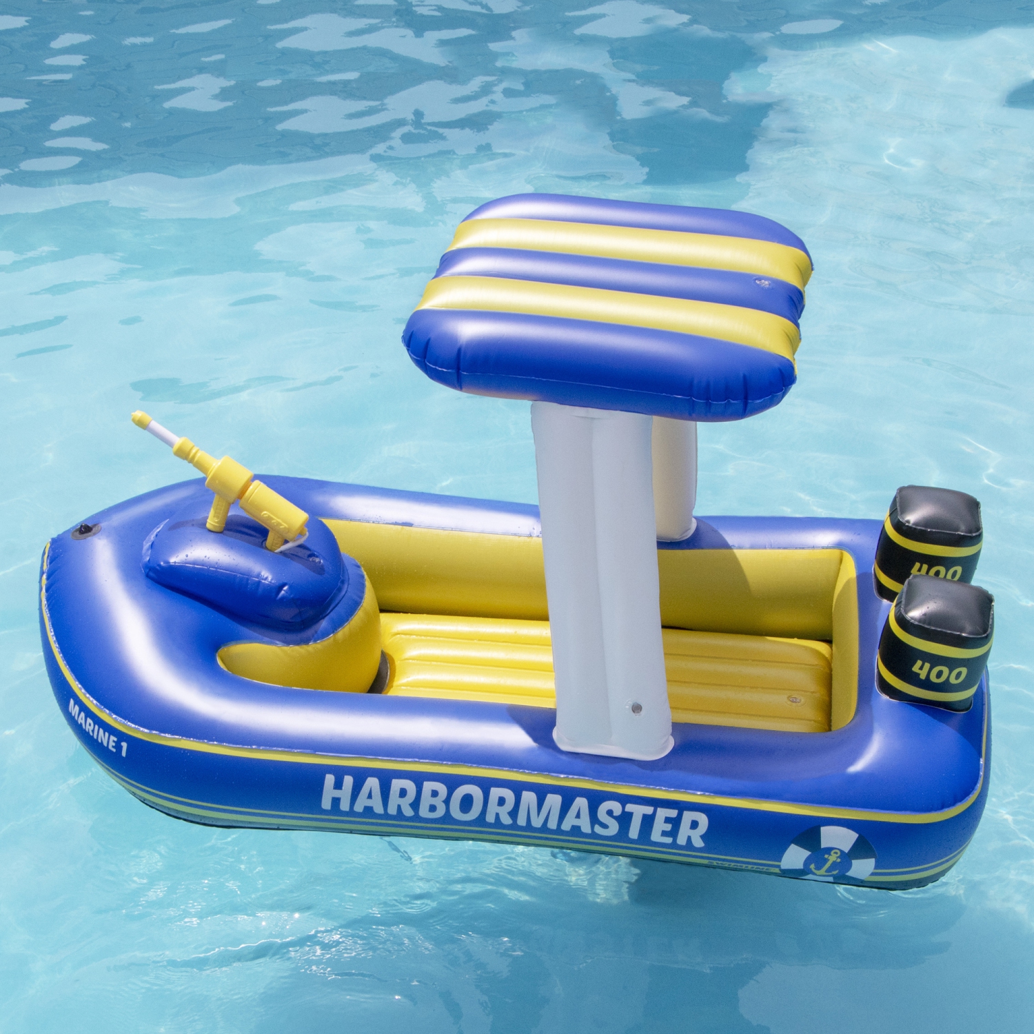 Harbor Master Patrol Boat with Pump Squirter Swimming Pool Float - 67"