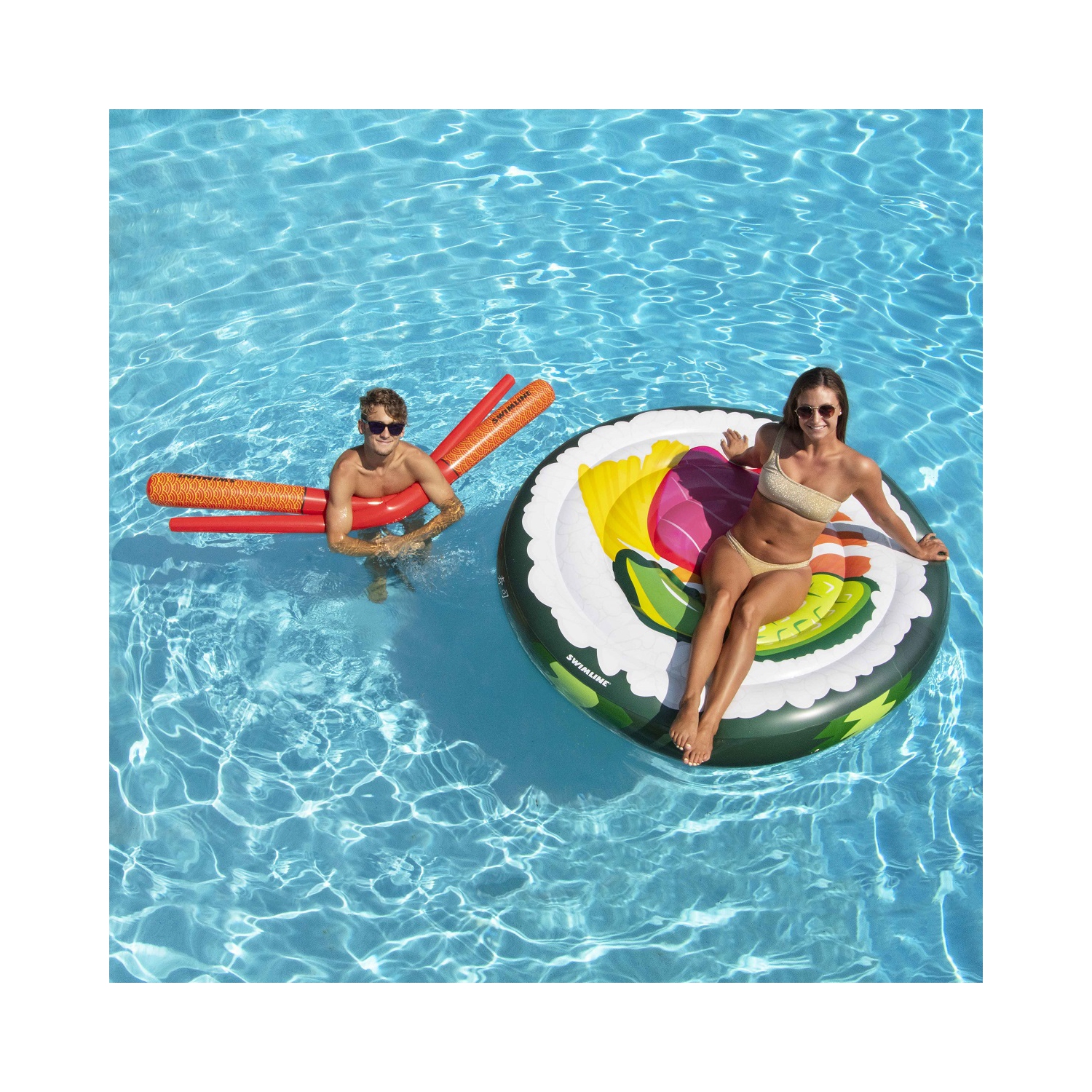 Rouleau-îlot gonflable de 60 po pour sushi avec flotteur de piscine Chopsticks