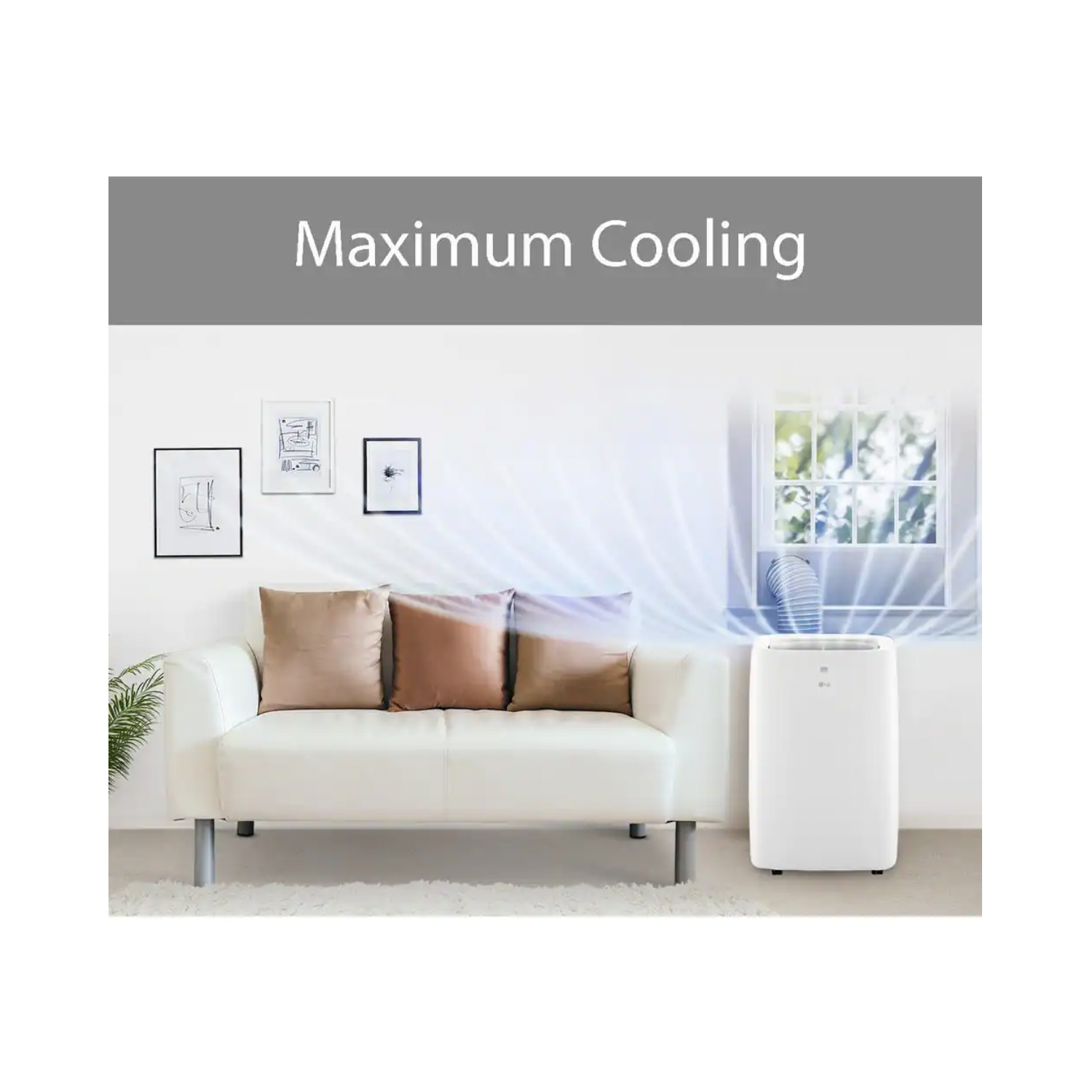 Le climatiseur portable LG 7 000 BTU 115 V refroidit 300 m². pi. avec fonction déshumidificateur et télécommande LCD (LP0721WSR)