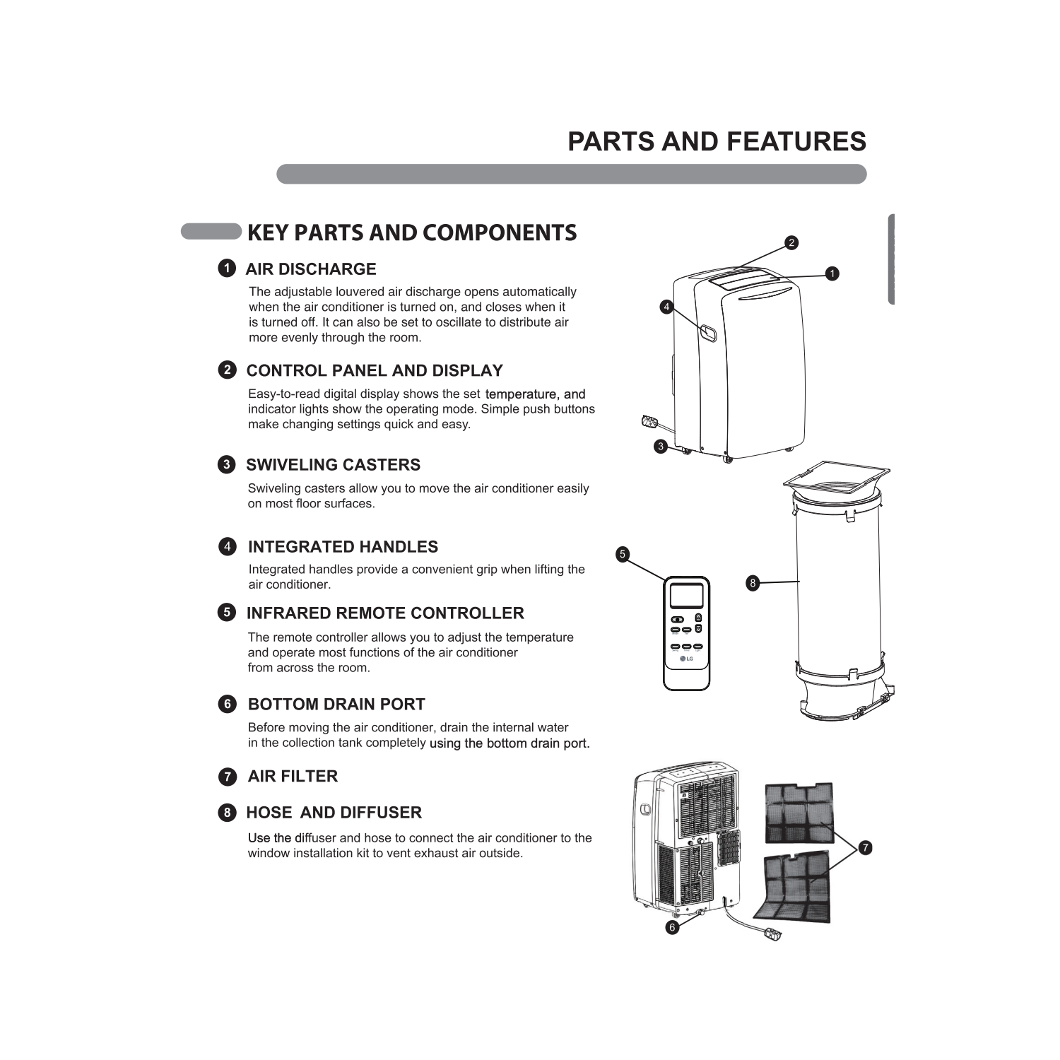 LG 11,000 BTU Portable Air Conditioner with Remote - NEW