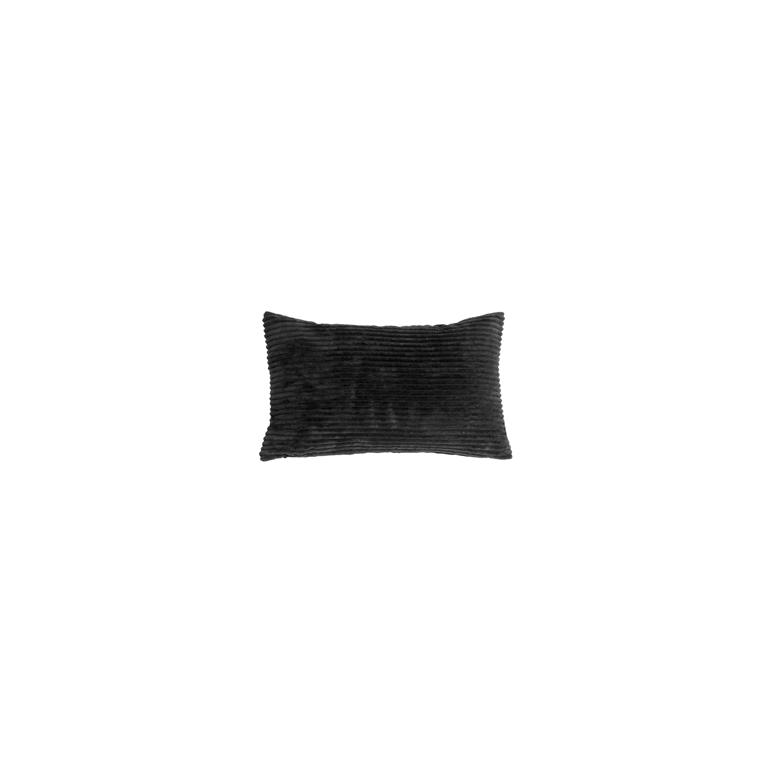 Wide Wale Corduroy Black Throw Pillow, 12"x20"