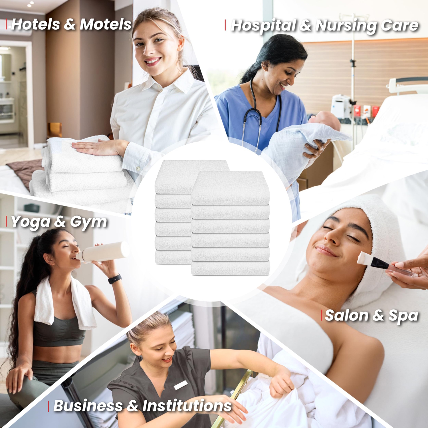 Canadian Linen Regal Economy Hand Towels,15”x25”, 12 Pack, Soft Absorbent Lightweight Quick Dry Cotton Towels for Sports Nursing Hospital Motel, White