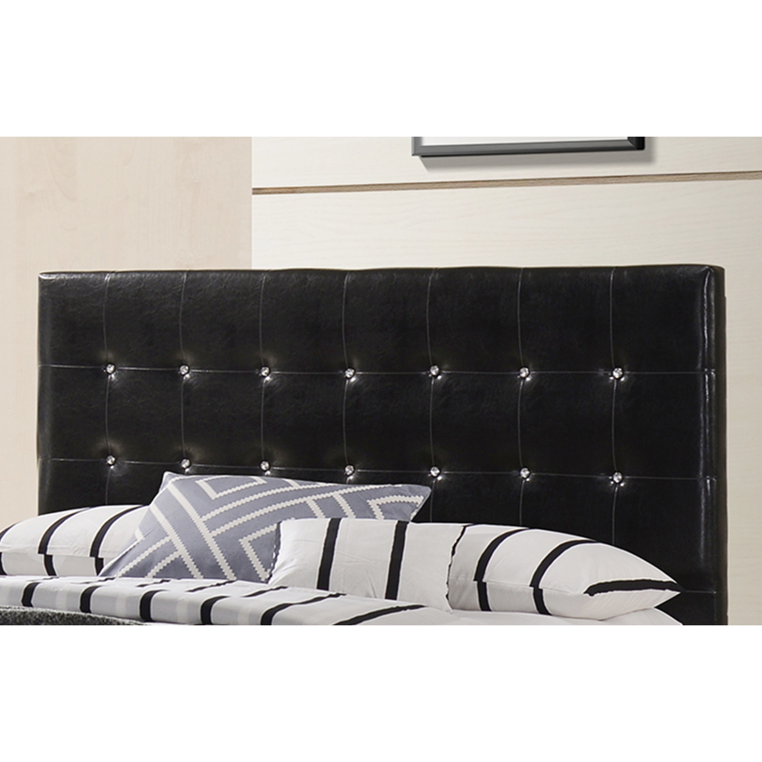 Black Faux Leather Diamond Tufted KING Size Platform Bed