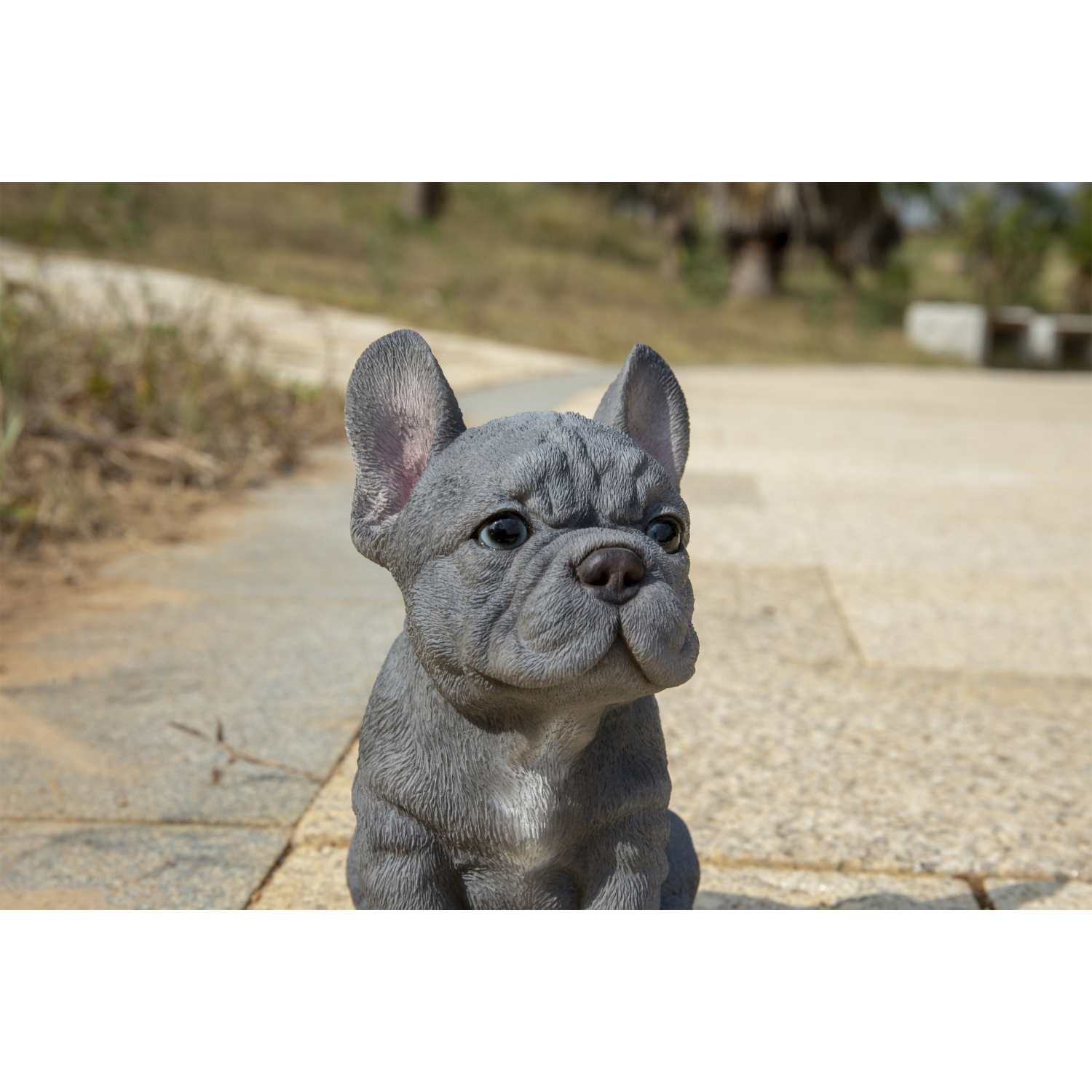 Hi-Line Gift Ltd Blue French Bulldog Puppy Sitting Garden Statue