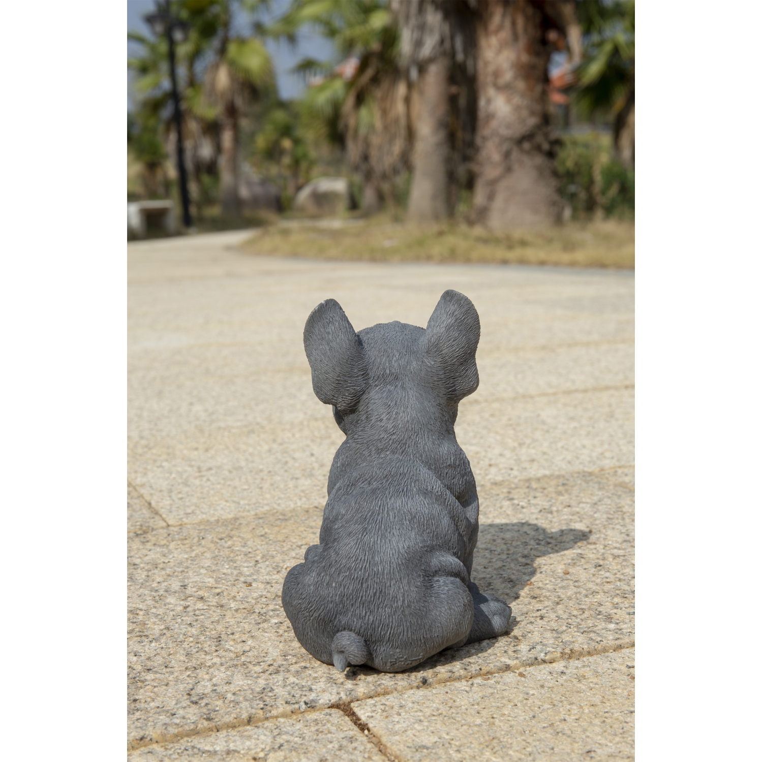 Hi-Line Gift Ltd Blue French Bulldog Puppy Sitting Garden Statue