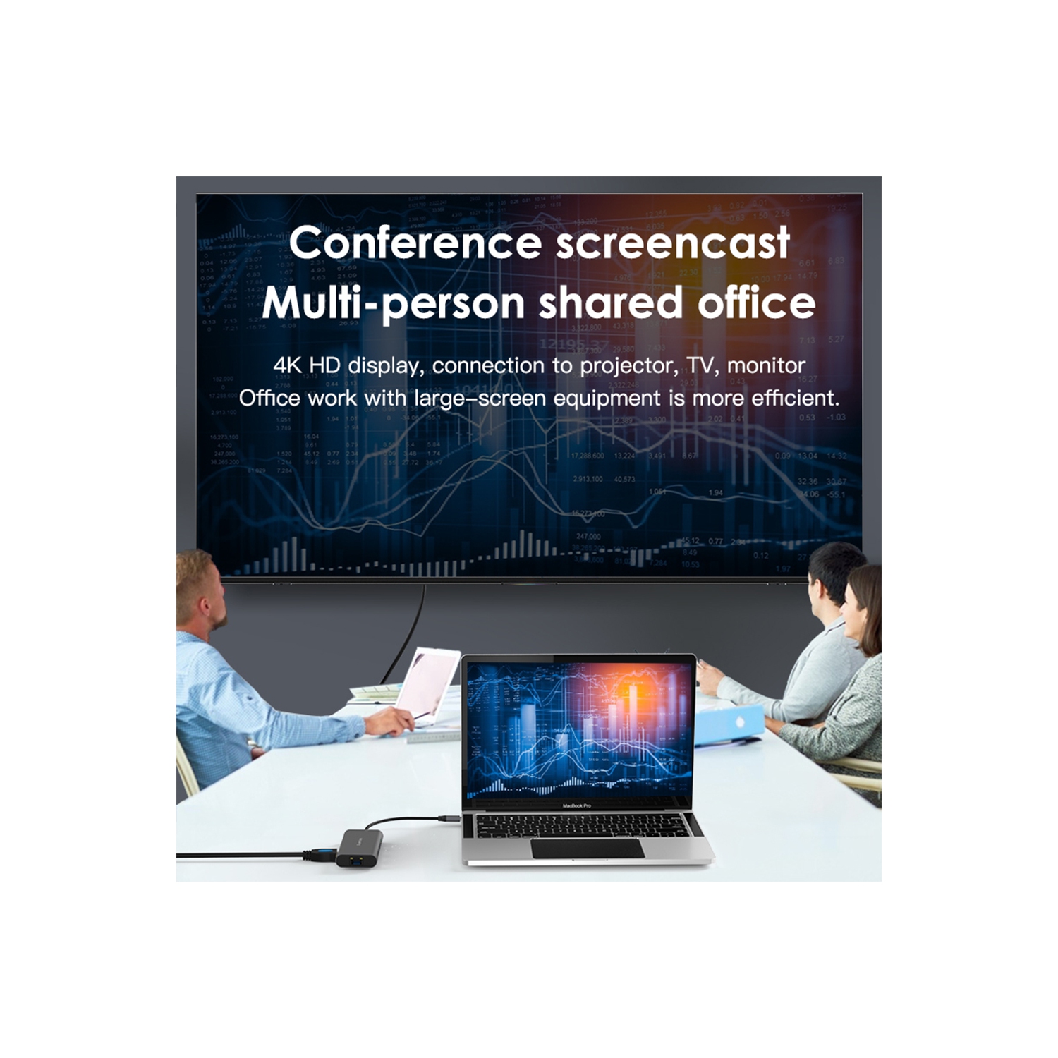 Concentrateur USB-C 8-en-1, clé USB de type C Thunderbolt avec HDMI 4K à 60 Hz, 2 ports USB 3.0, 1 port USB 2.0, 1 port PD, fente pour carte TF/SD,