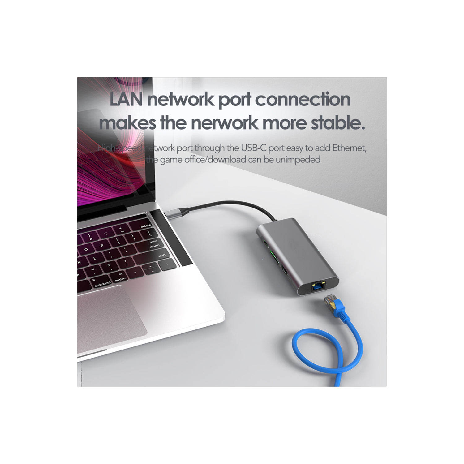 Concentrateur USB-C 8-en-1, clé USB de type C Thunderbolt avec HDMI 4K à 60 Hz, 2 ports USB 3.0, 1 port USB 2.0, 1 port PD, fente pour carte TF/SD,