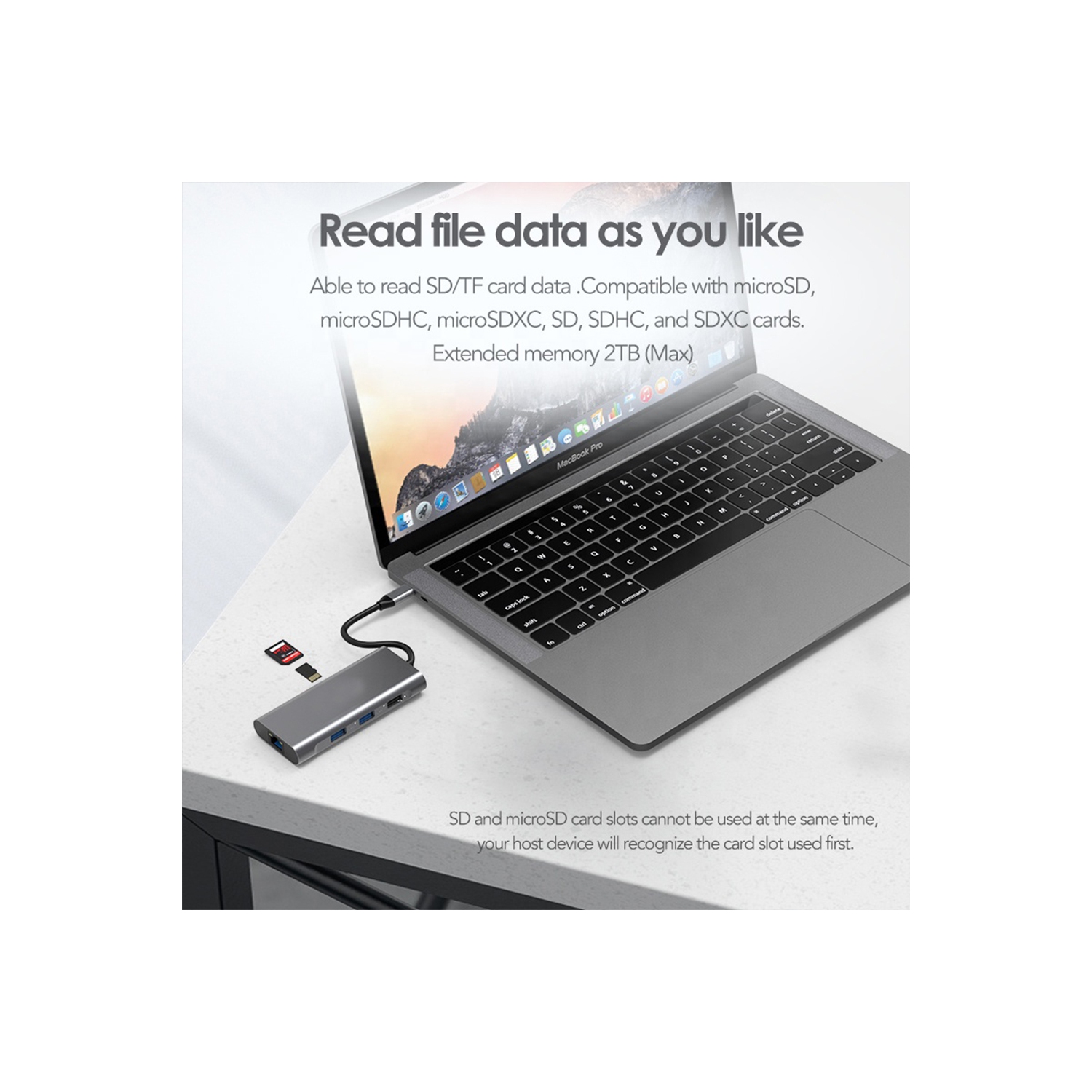 Concentrateur USB-C 8-en-1, clé USB de type C Thunderbolt avec HDMI 4K à 60 Hz, 2 ports USB 3.0, 1 port USB 2.0, 1 port PD, fente pour carte TF/SD,