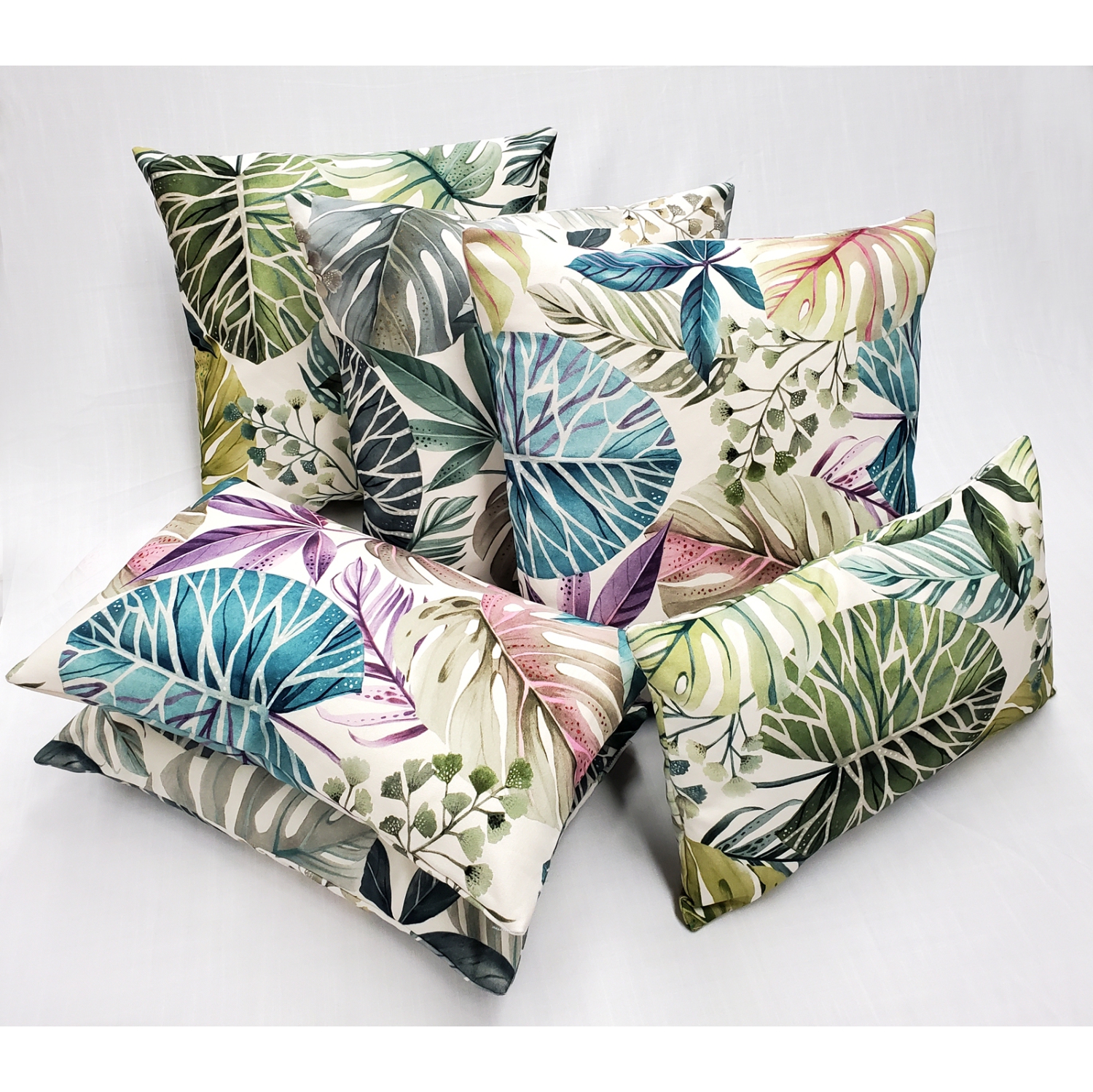 Thai Garden Green Leaf Throw Pillow, 12"x20"