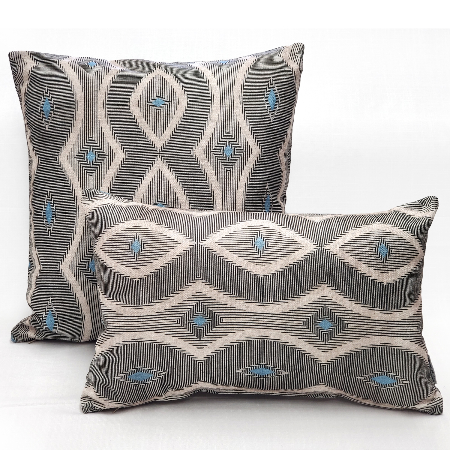 Desmond Blue Diamond Pillow, 12"x20"