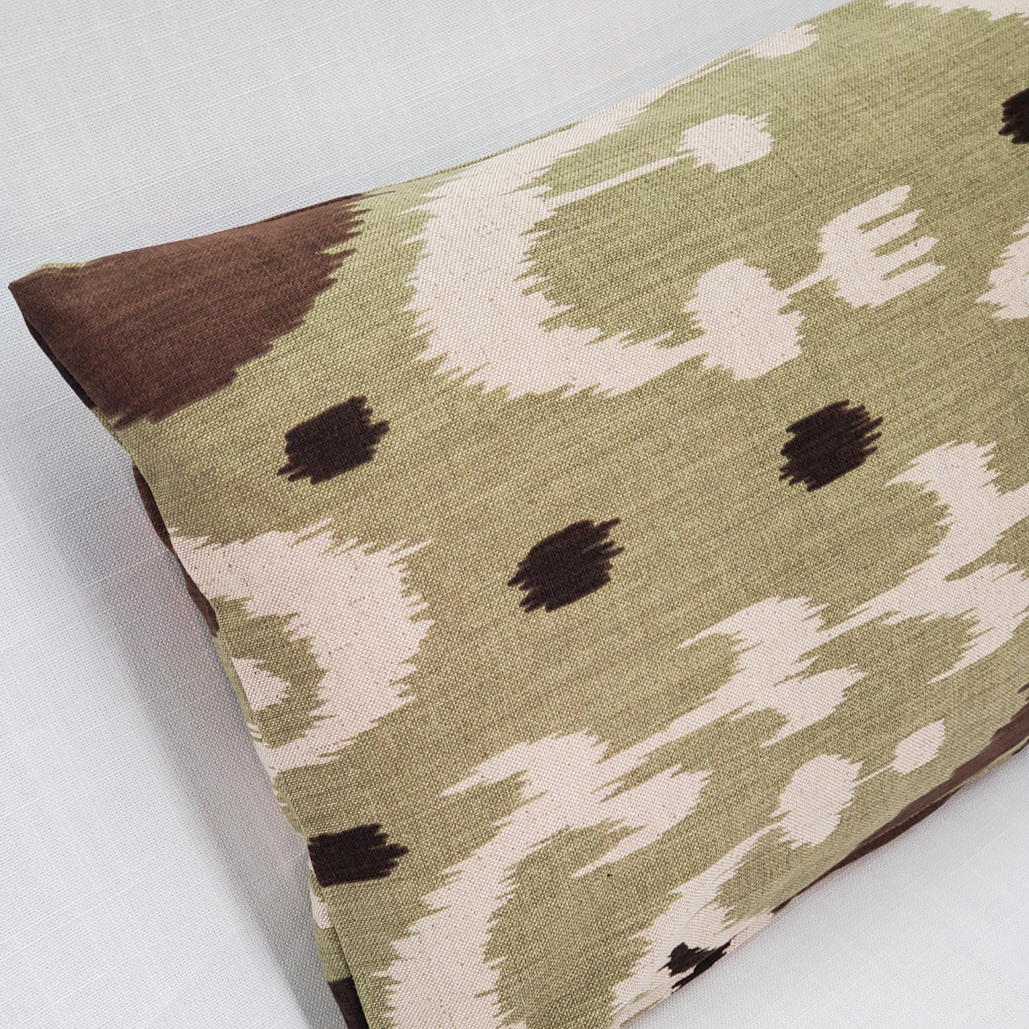 Indah Ikat Green Throw Pillow, 12"x20"