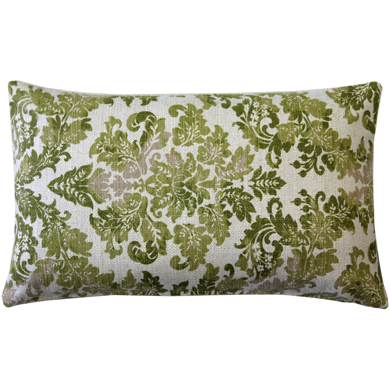 Calliope Green Damask Pattern Throw Pillow, 12"x20"