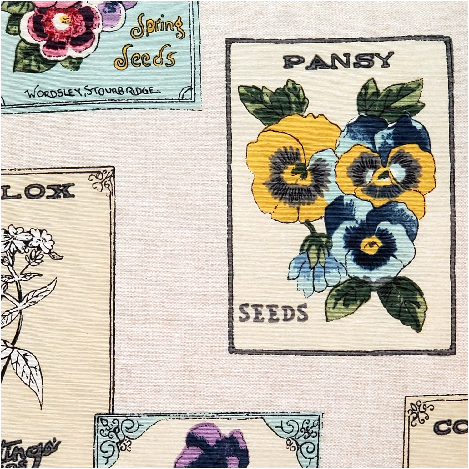 Vintage Seed Packet Throw Pillow, 20"x20"