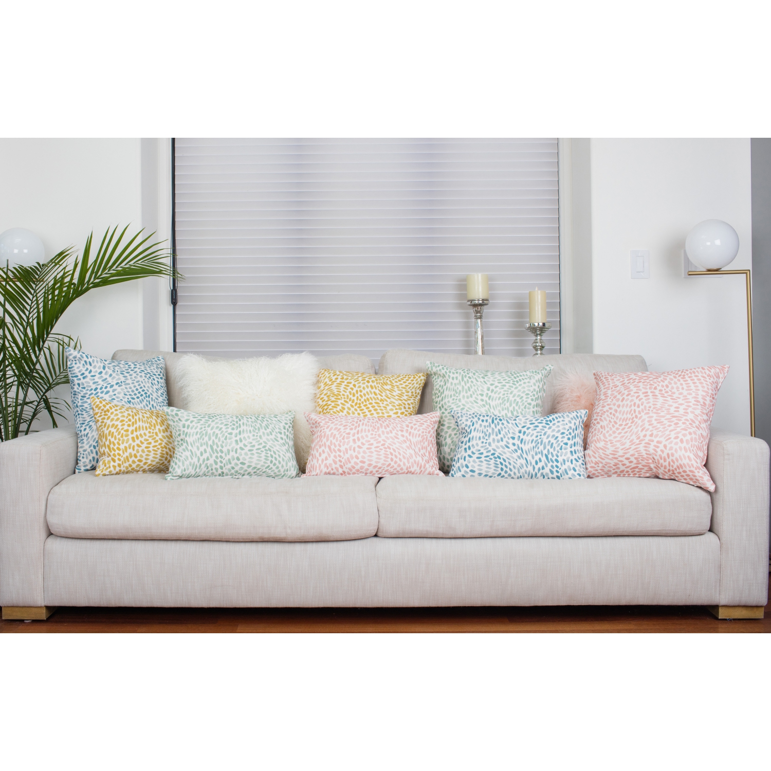 Matisse Dots Coral Pink Throw Pillow, 19"x19"