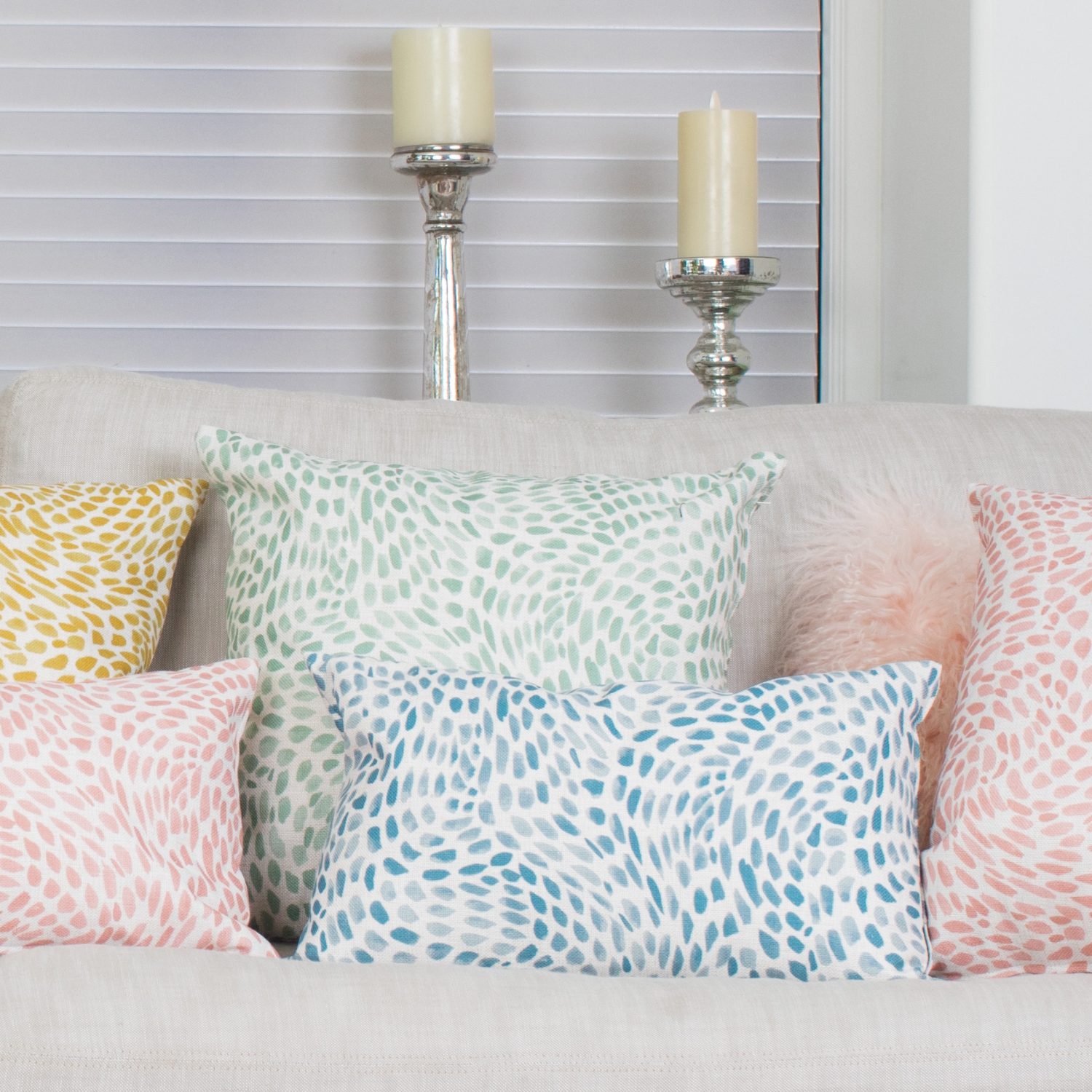 Matisse Dots Spring Green Throw Pillow, 19"x19"