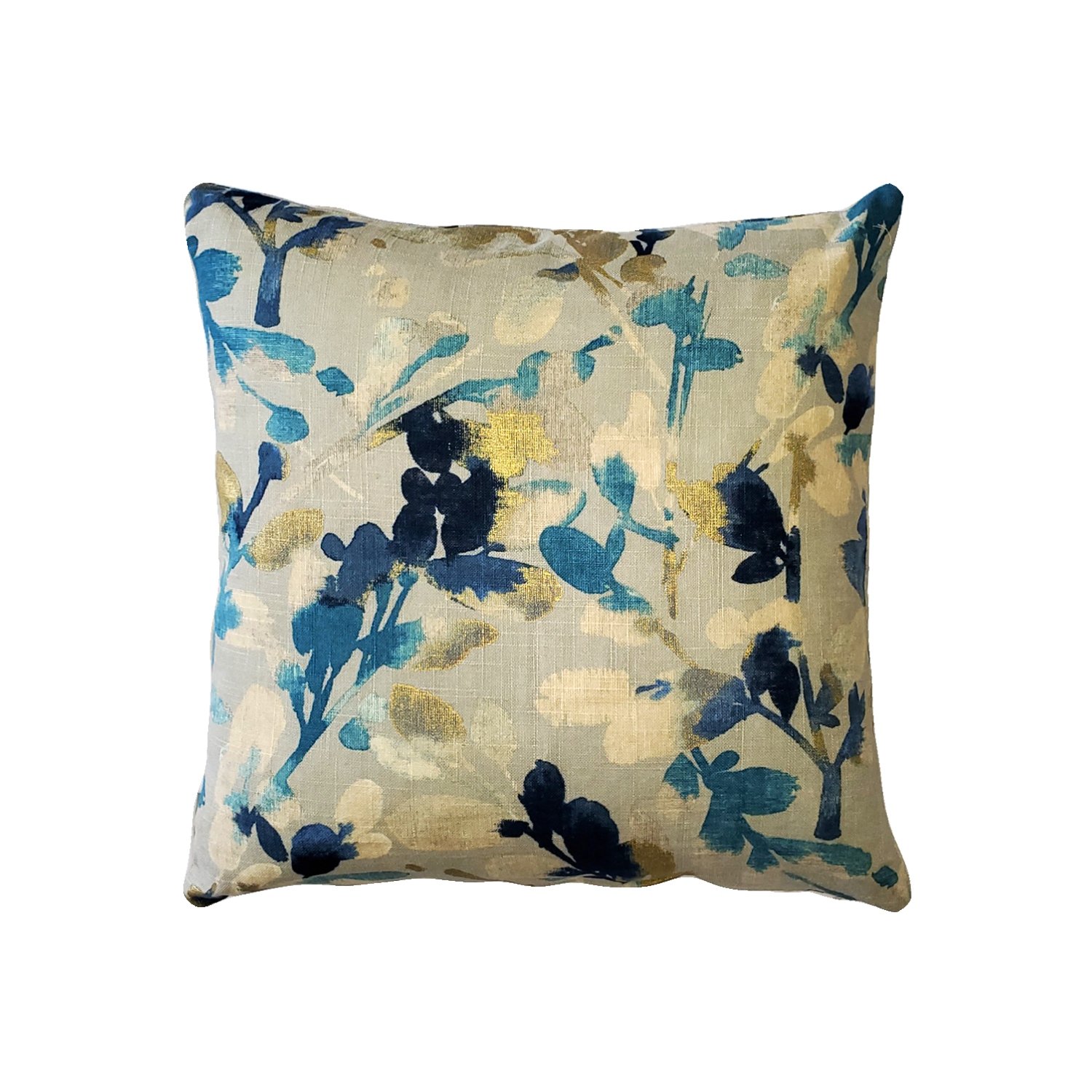 Linen Leaf Indigo Throw Pillow, 20"x20"