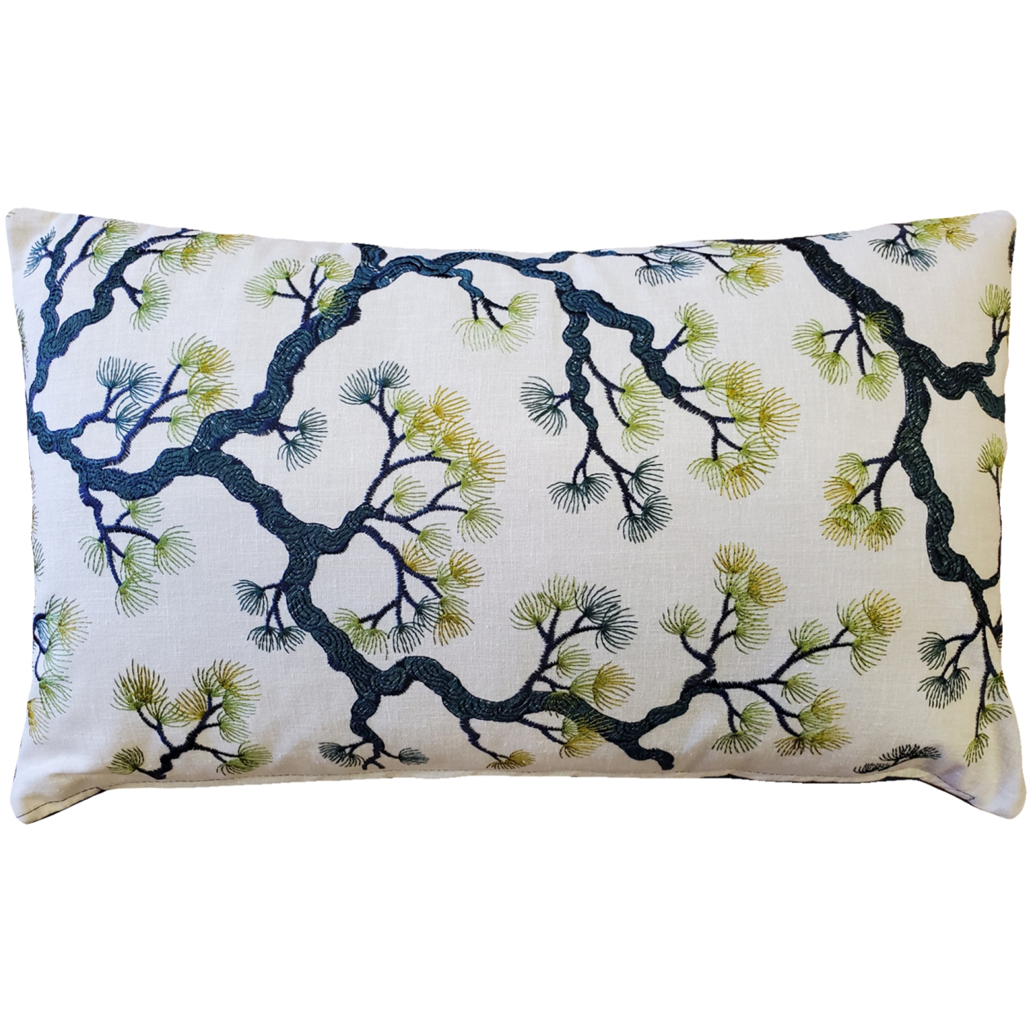Bonsai Pine Teal Green Throw Pillow, 12"x19"