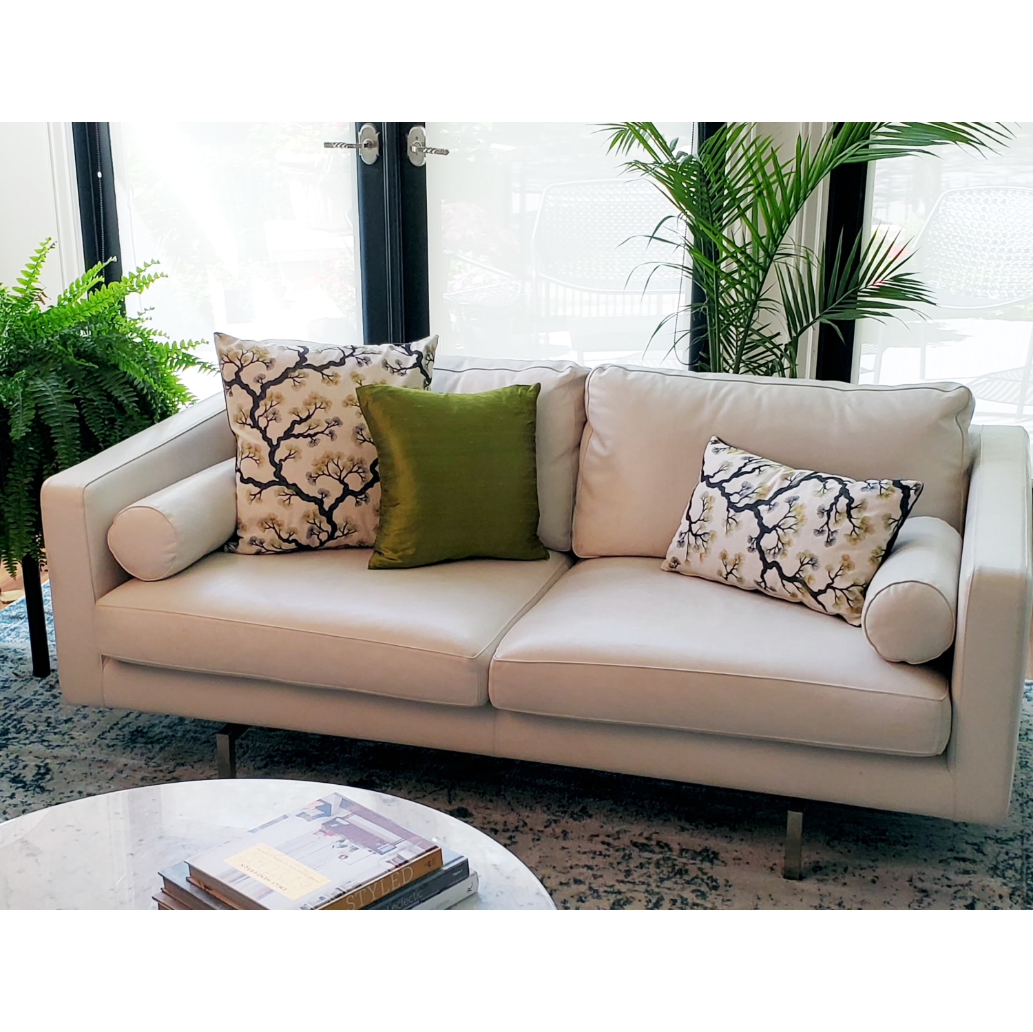 Bonsai Pine Teal Green Throw Pillow, 12"x19"