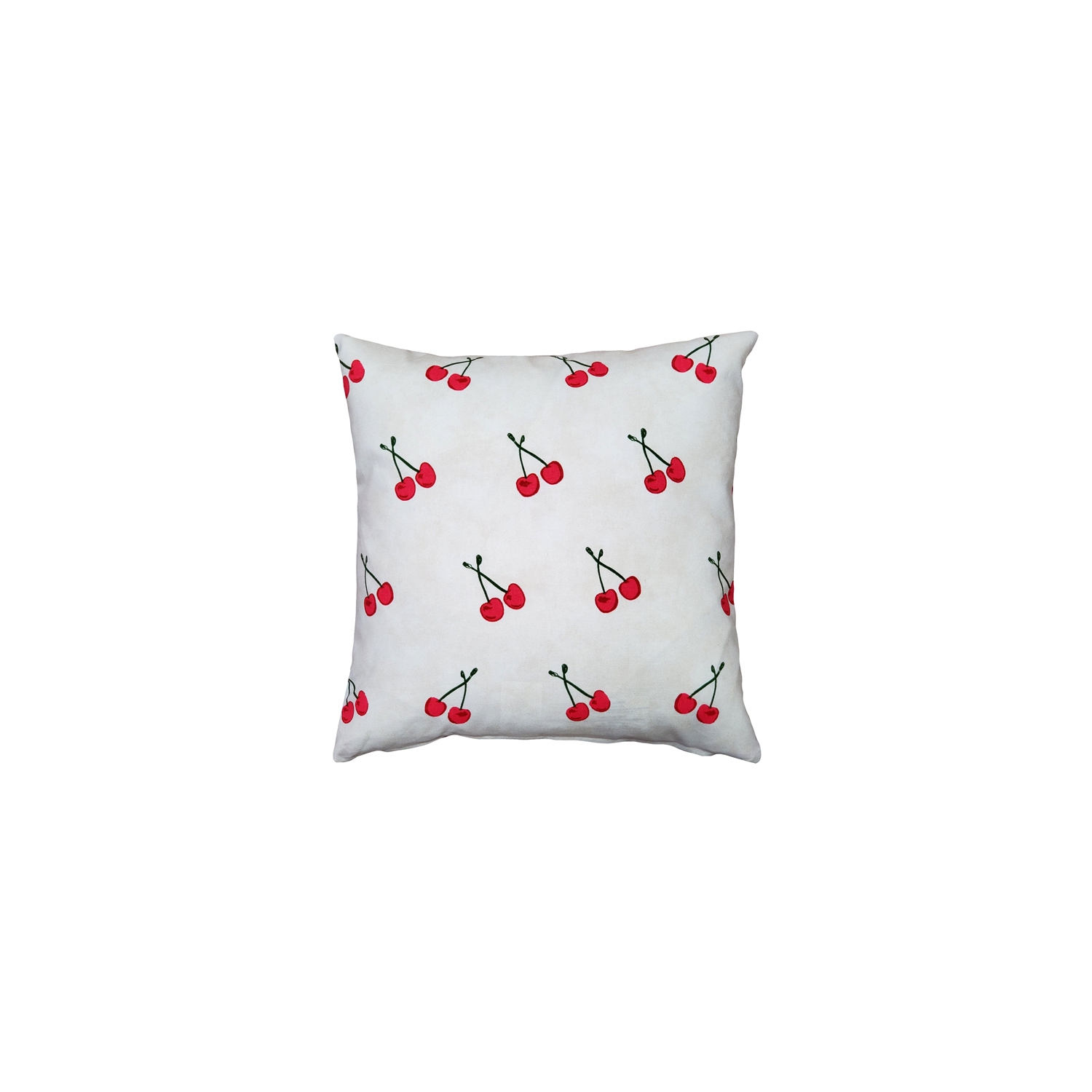 Cherry Rain Cotton Print Throw Pillow, 17"x17"