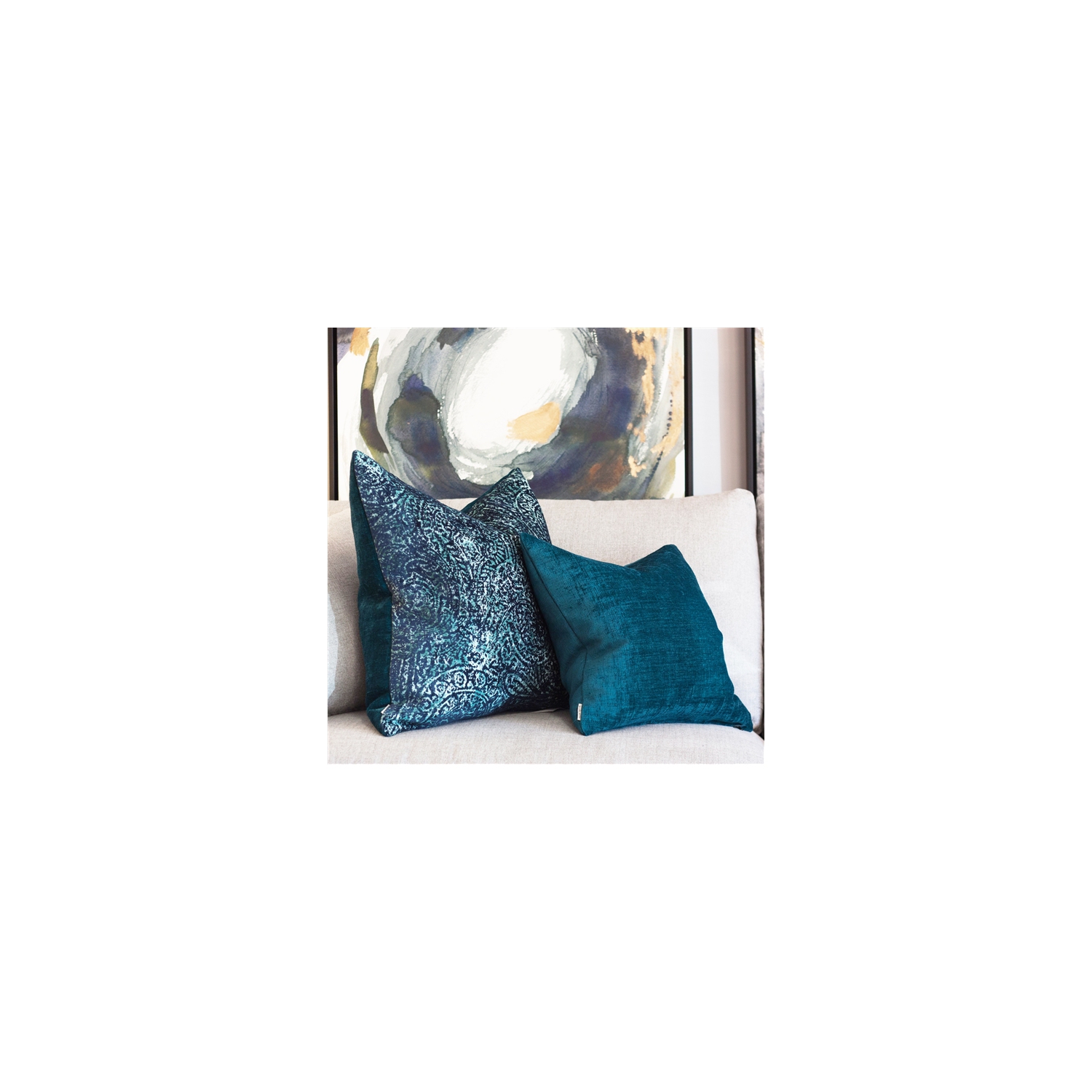 Venetian Velvet Peacock Teal Throw Pillow, 12"x20"