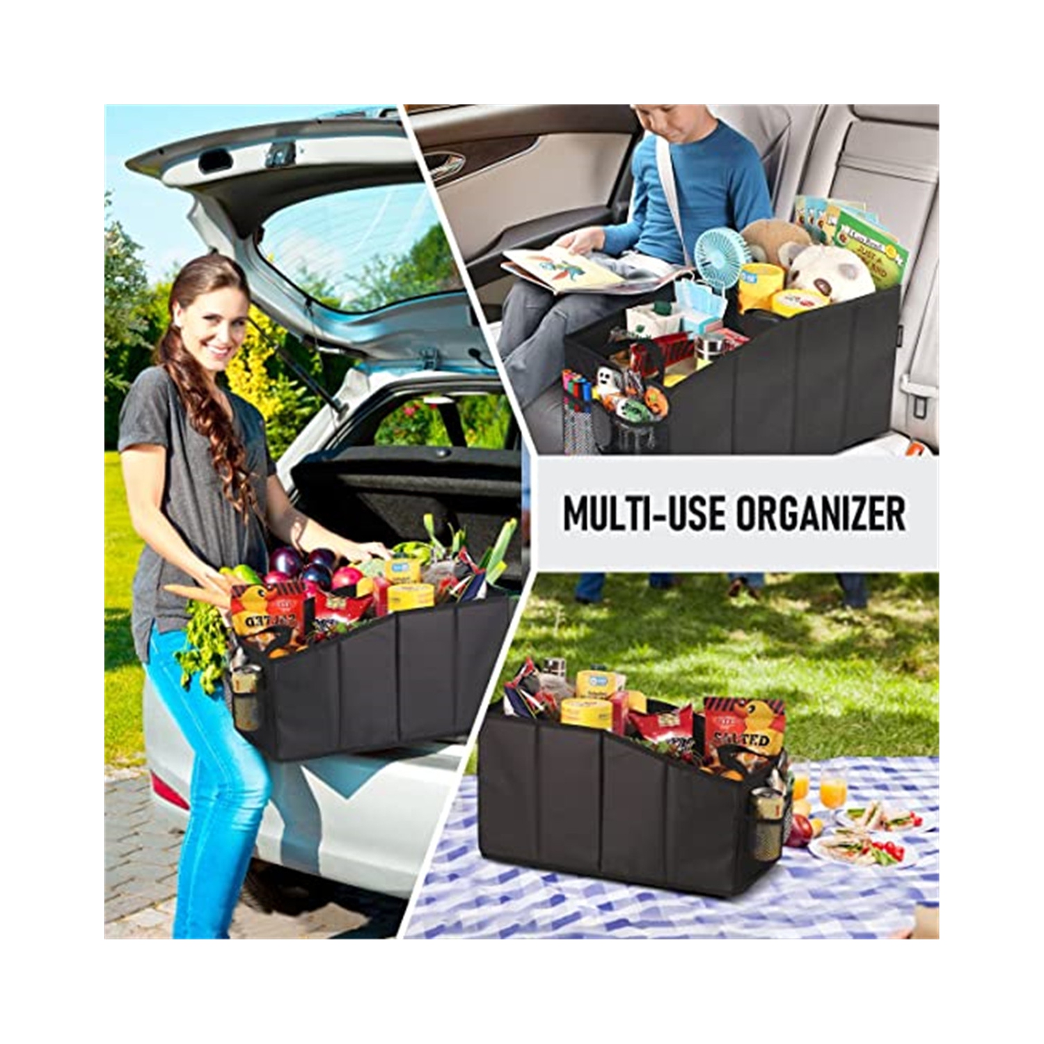 Organisateur de coffre de voiture Sac de coffre avant Sac de coffre arrière étanche Coffre pliable de voiture Organisateur de rangement pliable pour